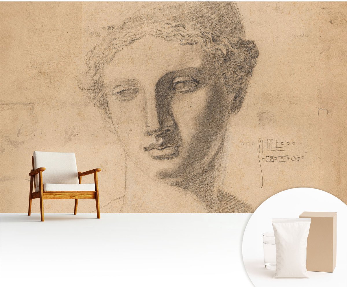 Wallfluent Fotobehang - Beige Vliesbehang - 416x254 cm - Vrouwenportret Muurschildering - Gang behang Mensen - Fotobehang Vlies - Slaapkamer behang