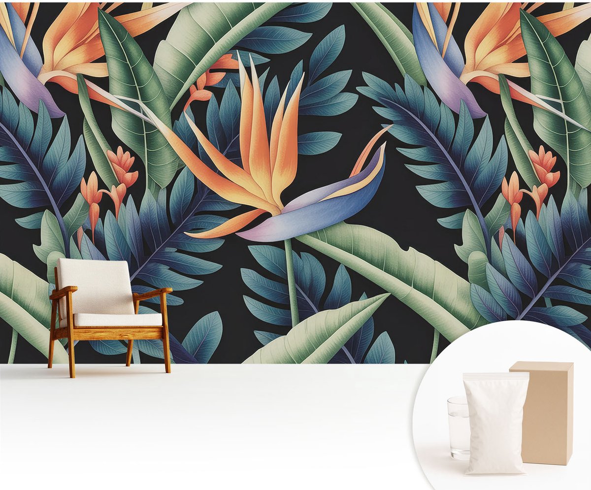 Wallfluent Fotobehang - Groente Vliesbehang - 416x254 cm - Paradijs-Thema Muurschildering - Slaapkamer behang Bloemen En Planten - Fotobehang Vlies - Slaapkamer behang