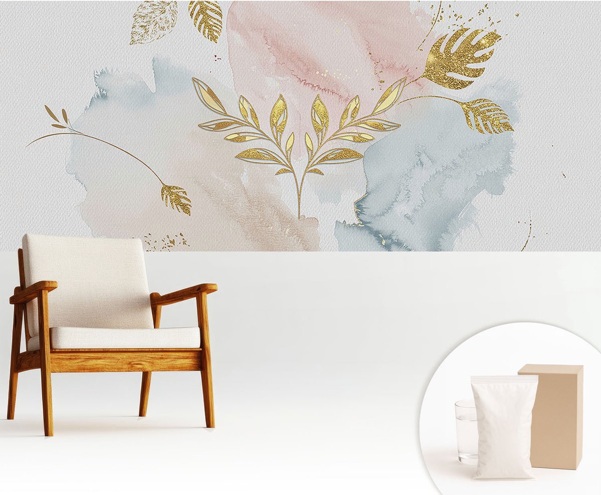Wallfluent Fotobehang - Wit Vliesbehang - 250x104 cm - Botanische Charme Fotobehang Vlies - Hal behang Deel - Muurschildering - Woonkamer behang