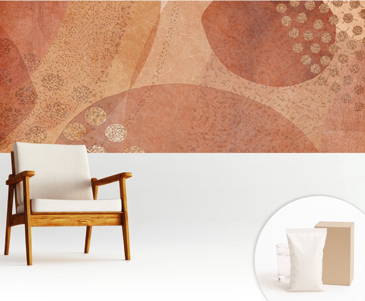 Wallfluent Fotobehang - Bruin Vliesbehang - 250x104 cm - Aardse Composities Fotobehang Vlies - Hal behang Abstractie - Muurschildering - Hal behang