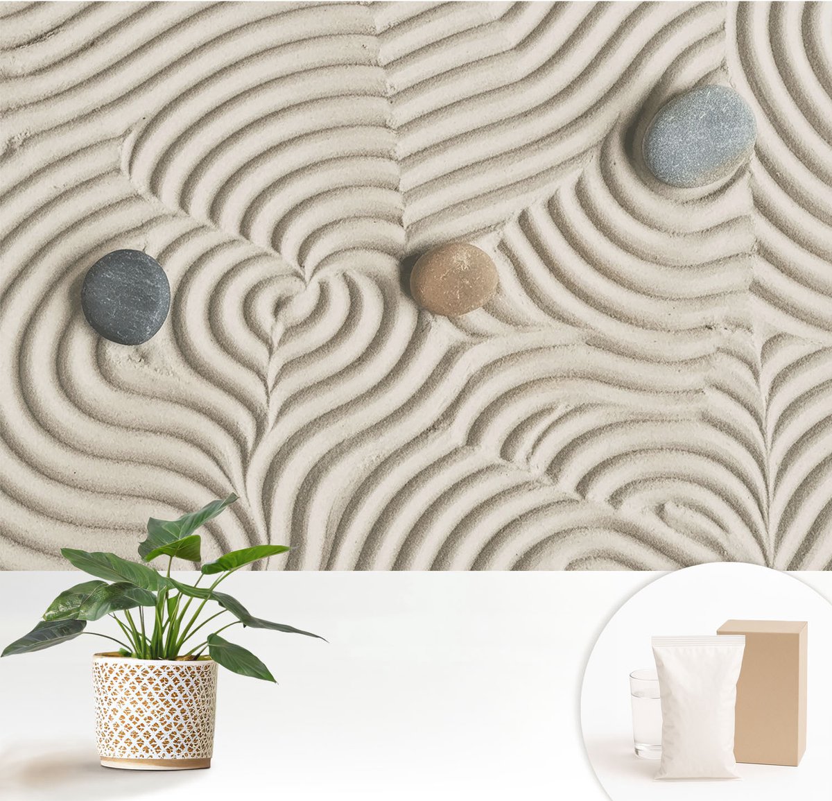 Wallfluent Fotobehang - Wit Vliesbehang - 152x104 cm - Harmonieuze Golven Fotobehang Vlies - Hal behang Teksten - Muurschildering - Woonkamer behang