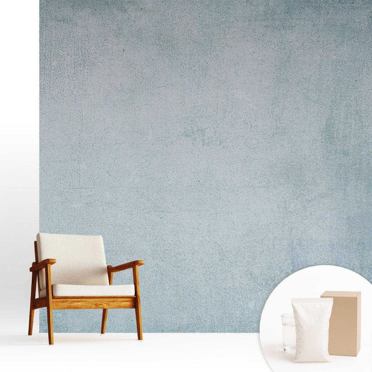 Wallfluent Fotobehang - Grijs Vliesbehang - 250x250 cm - Grijs Beton Muurschildering - Slaapkamer behang Texturen - Fotobehang Vlies - Slaapkamer behang