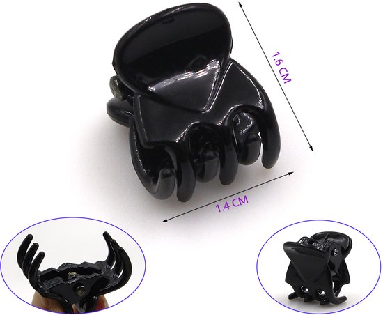 1.5cm 50 stuks Kleine klem Mini kleine haarklep Klem voor het voorhoofd - zwart — afbeelding 2