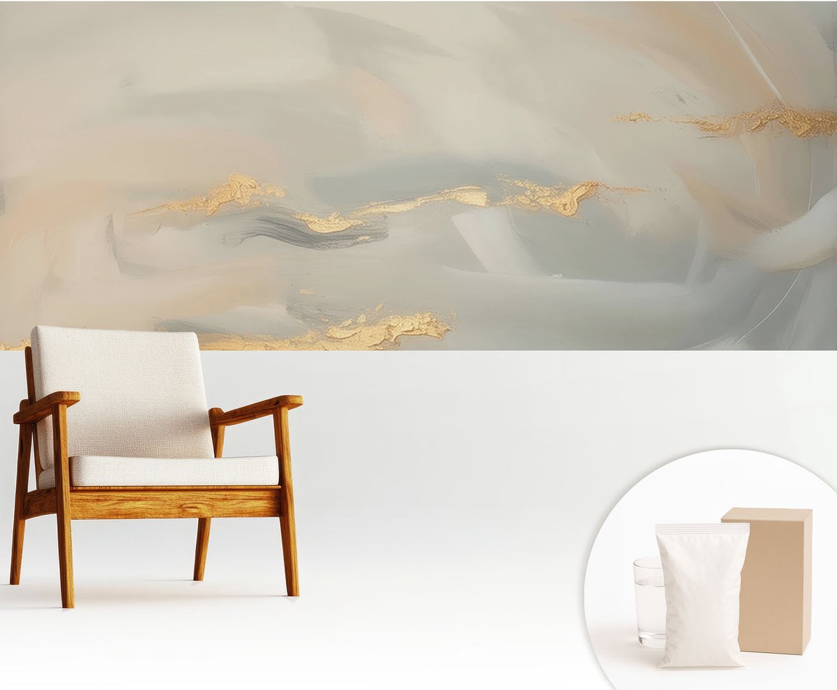 Wallfluent Fotobehang - Grijs Vliesbehang - 250x104 cm - Zachte Strepen Muurschildering - Gang behang Abstractie - Fotobehang Vlies - Slaapkamer behang