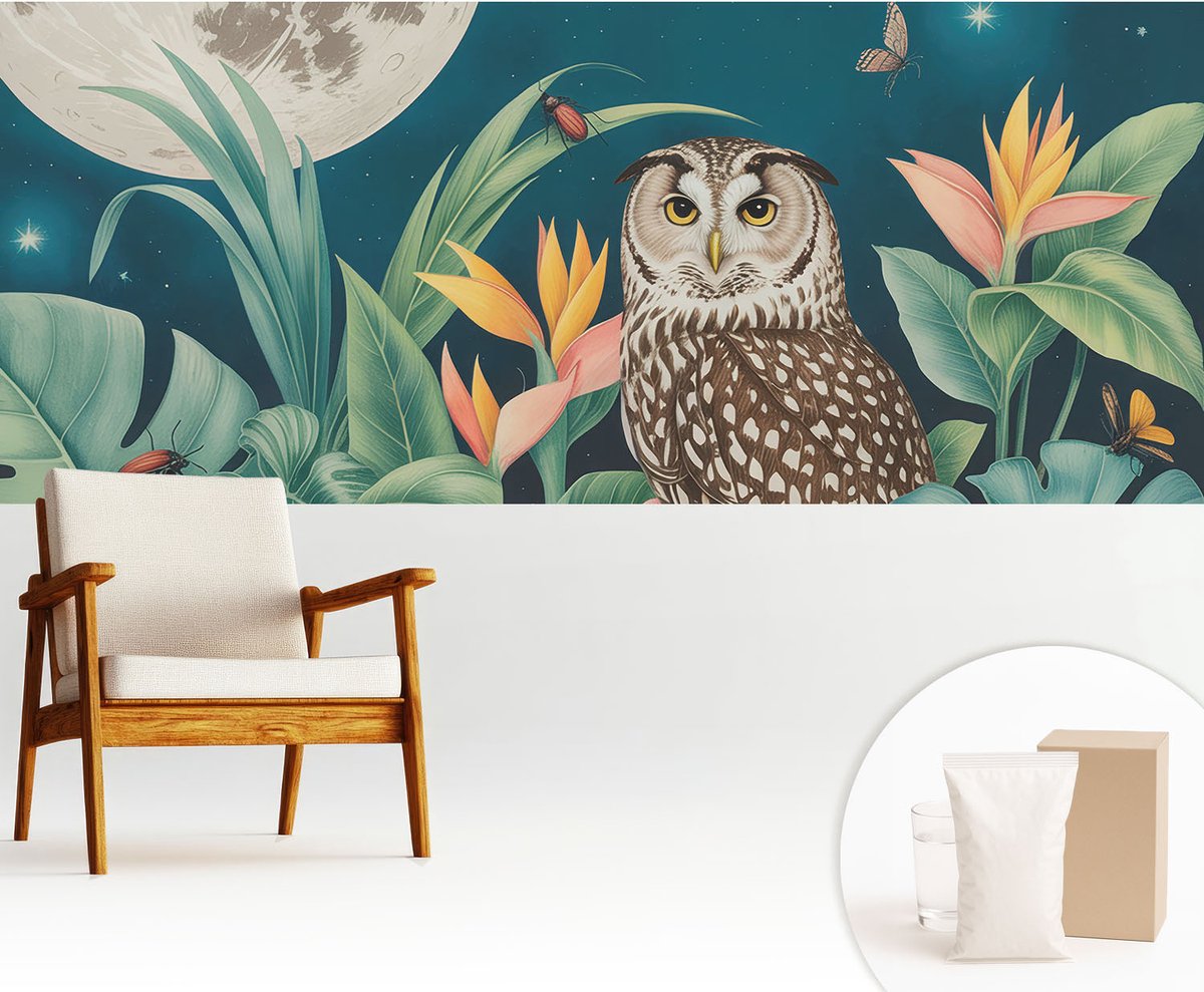 Wallfluent Fotobehang - Groente Vliesbehang - 250x104 cm - Maansafari Fotobehang Vlies - Woonkamer behang Dieren - Muurschildering - Hal behang