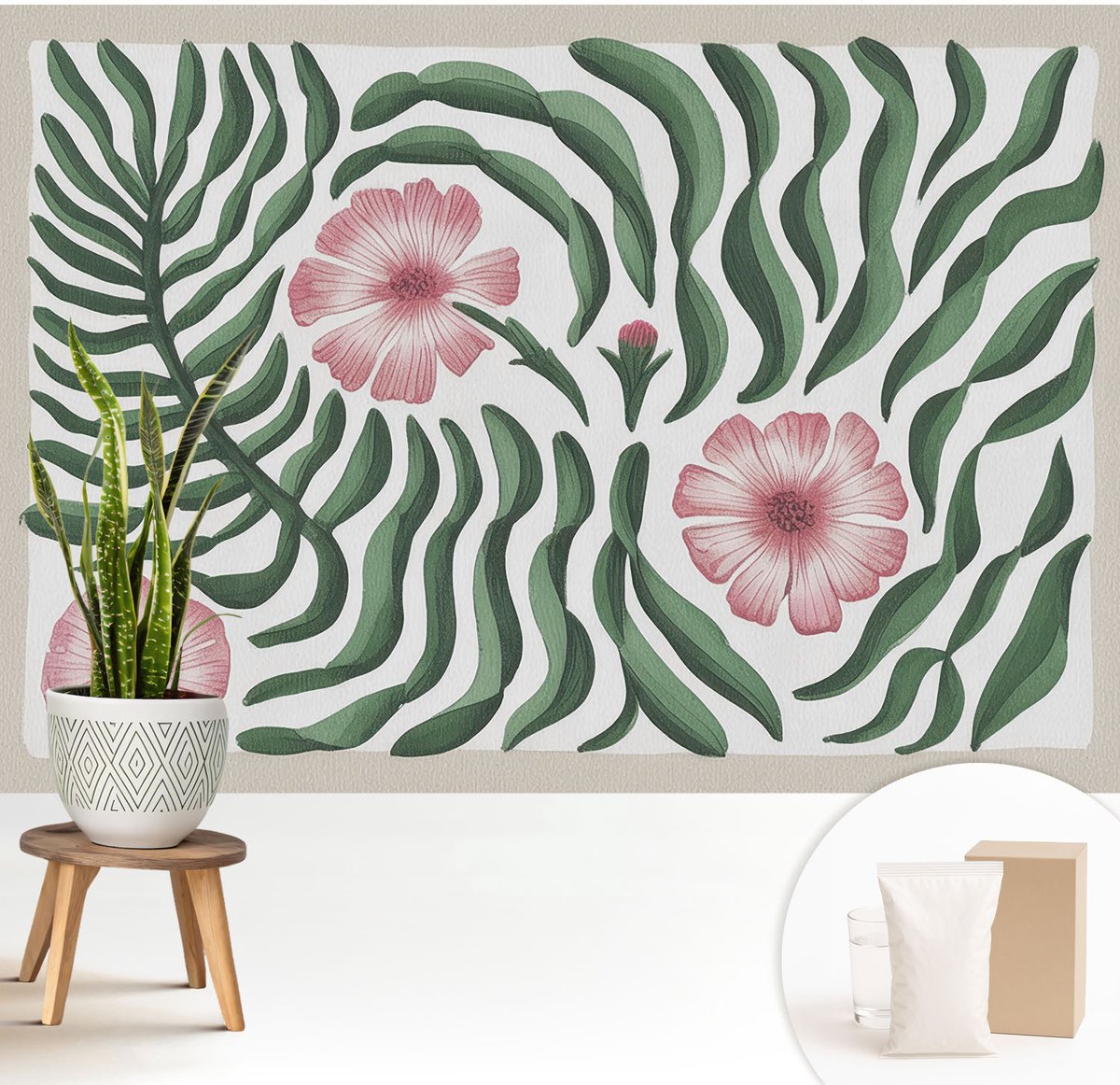 Wallfluent Fotobehang - Groente Vliesbehang - 208x146 cm - Bloemenbladeren Fotobehang Vlies - Woonkamer behang Bloemen En Planten - Muurschildering - Hal behang