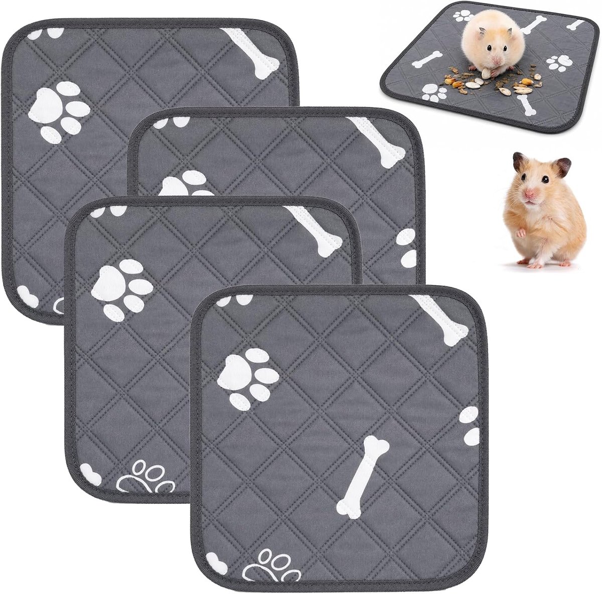 PIPI pads konijnen 30 x 30 cm - grijs - wasbaar - antislip, ideaal voor schone kussens - ShopVlot