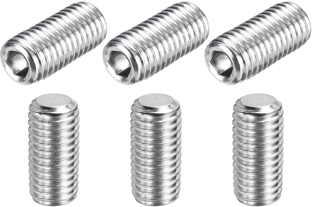 Set van 6 M12-1.75 x 20 mm, RVS met Puntkop en Zeskant Sleuf voor Badkamerrenovaties en Reparaties