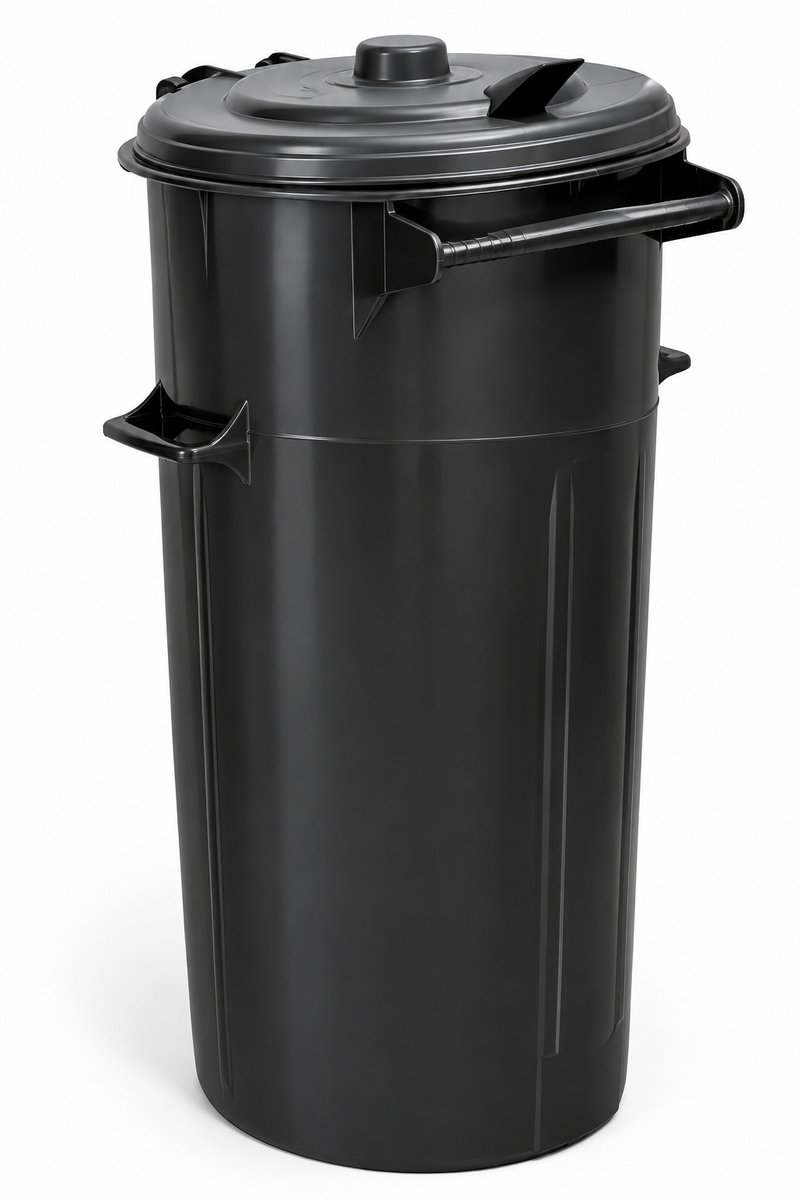 Buitenprullenbak - 80liter - Afvalbak buiten - Afvalton met vaste deksel - Vuilnisbak - Afvalemmer - Zwart