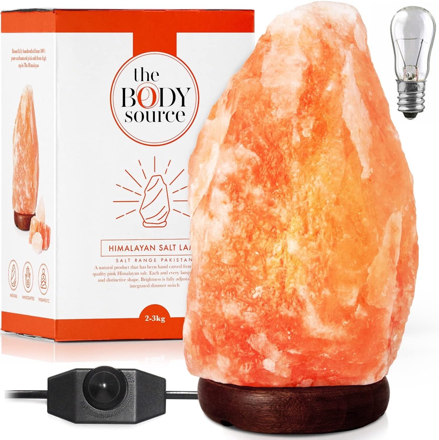 Himalaya Zoutlamp - Roze - 2-3 KG - Handgemaakt met Dimmer - Voor Gezondheidsvoordelen
