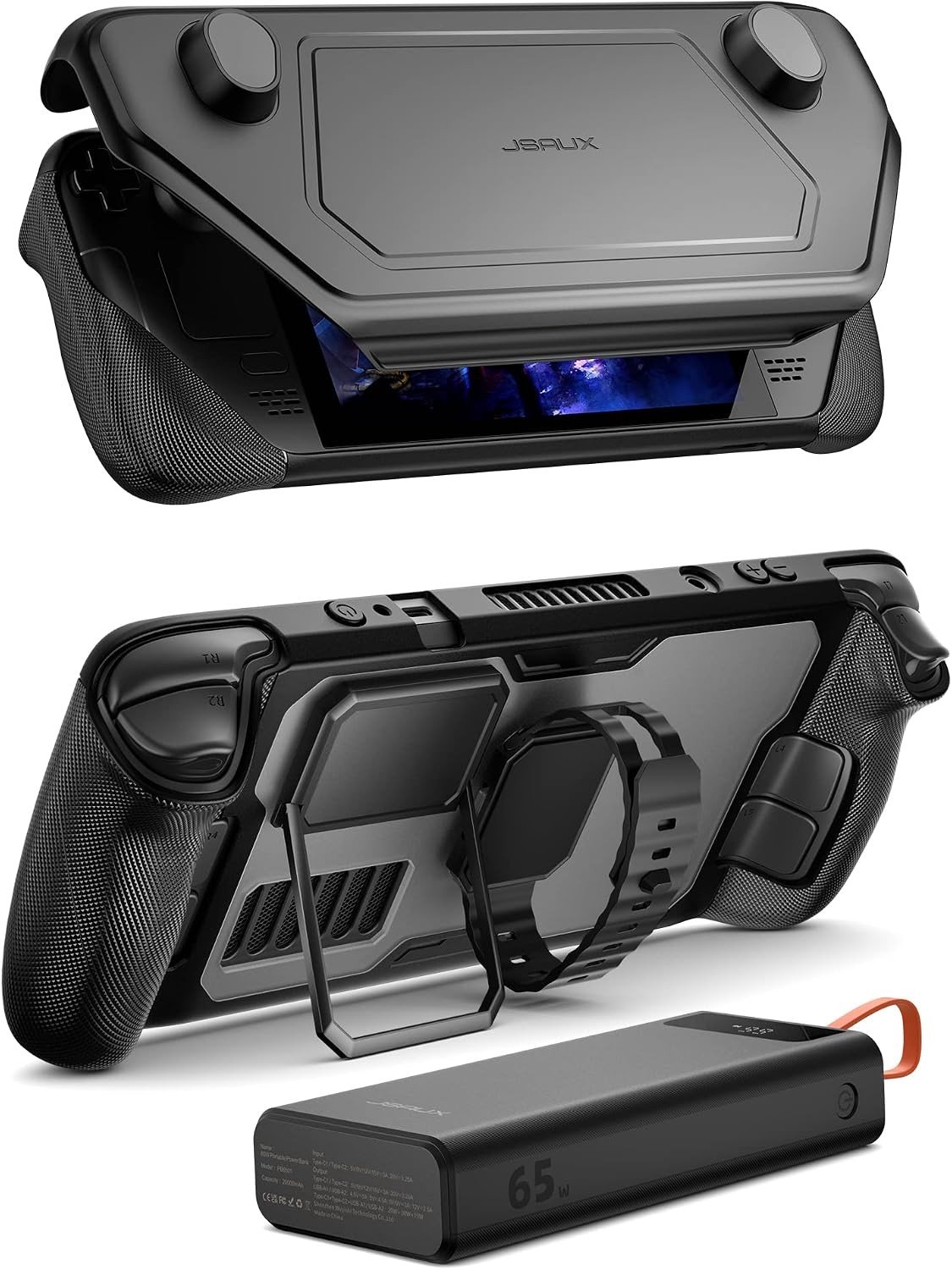 Modulaire Hoes voor Steam Deck - Power Bank Set - 20000 mAh - Flexibele Bescherming met Standaard - Voor Gamers