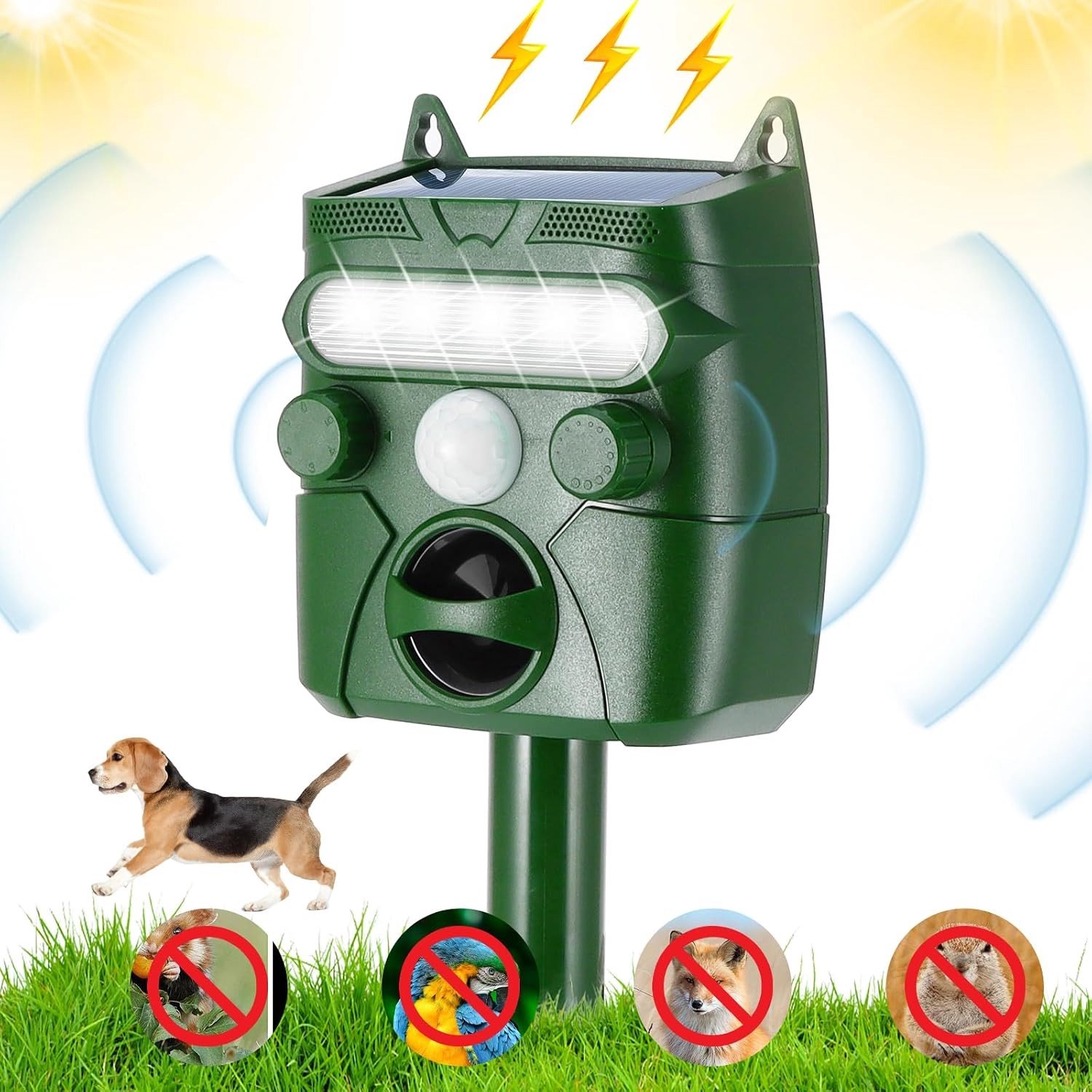 Ultrasone Kattenverjager - Groen - 44 x 10,3 x 5 cm - Op Zonne-energie met PIR-sensor - Voor Buiten