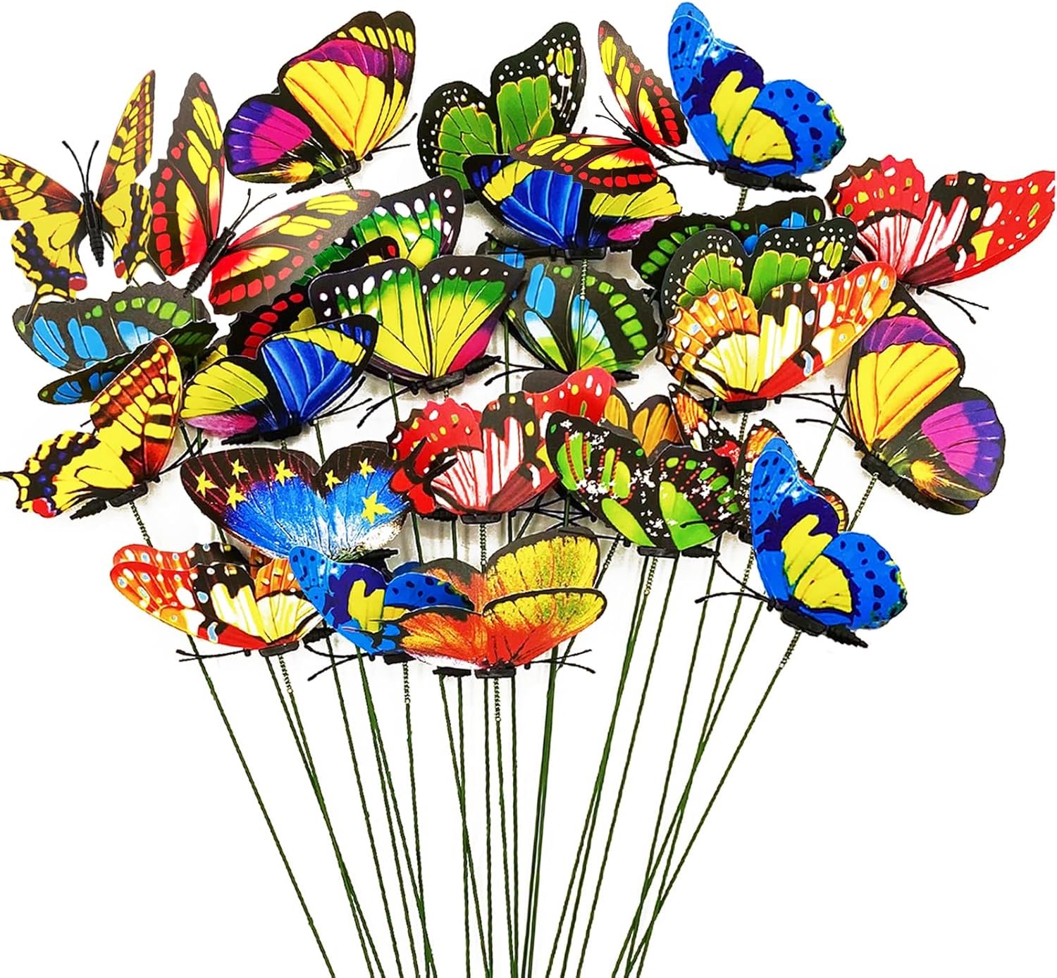 24 stuks tuindecoratie vlinderstokken 9 cm/3,54 inch waterdichte kleurrijke vlinder ornamenten feestdecoraties voor - ShopVlot