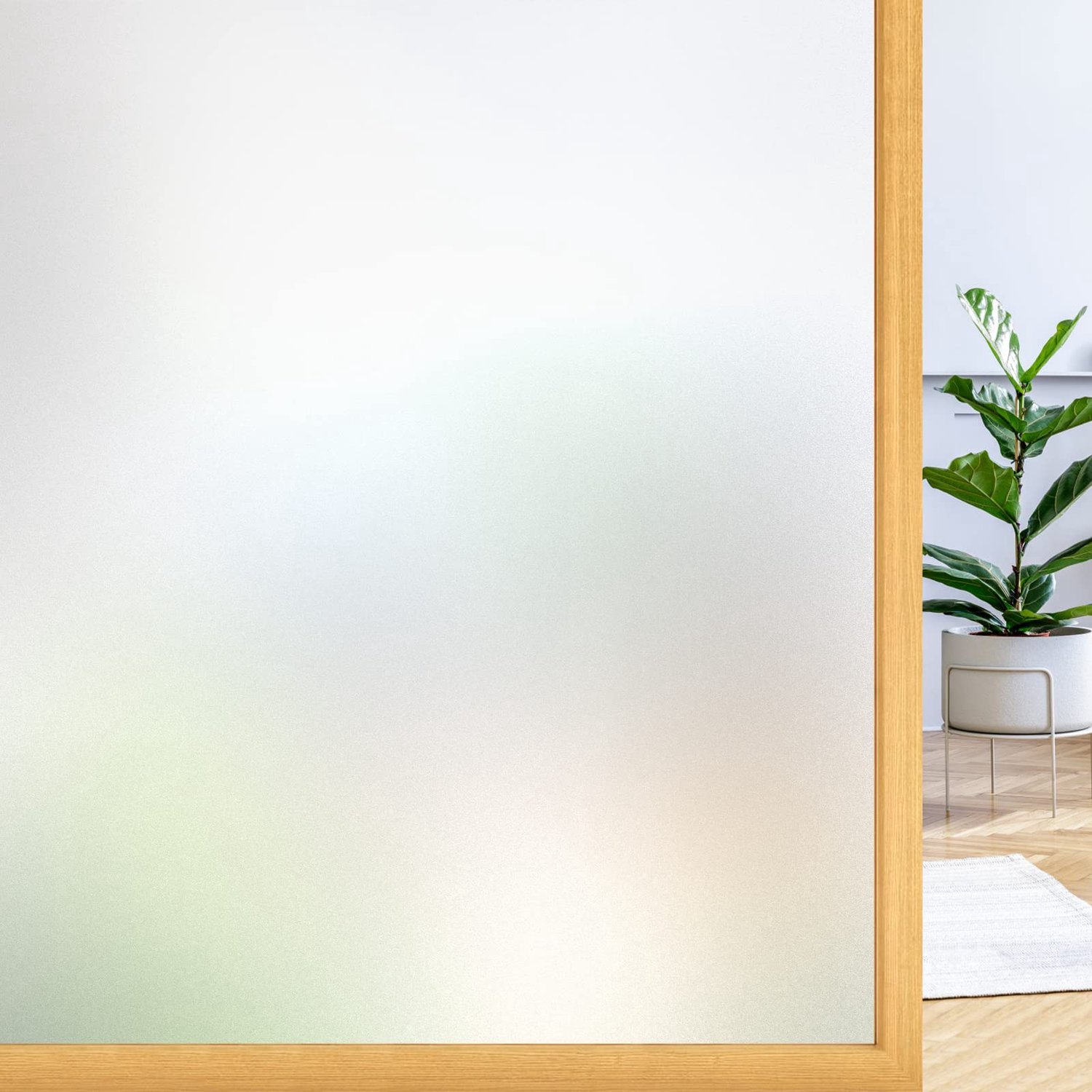 rabbitgoo Privacy Raamfolie 30x200cm Mat Wit, Statische Raamsticker Zonder Lijm, Ondoorzichtige Privacybescherming, Zonwerend & Anti-UV, Herbruikbare