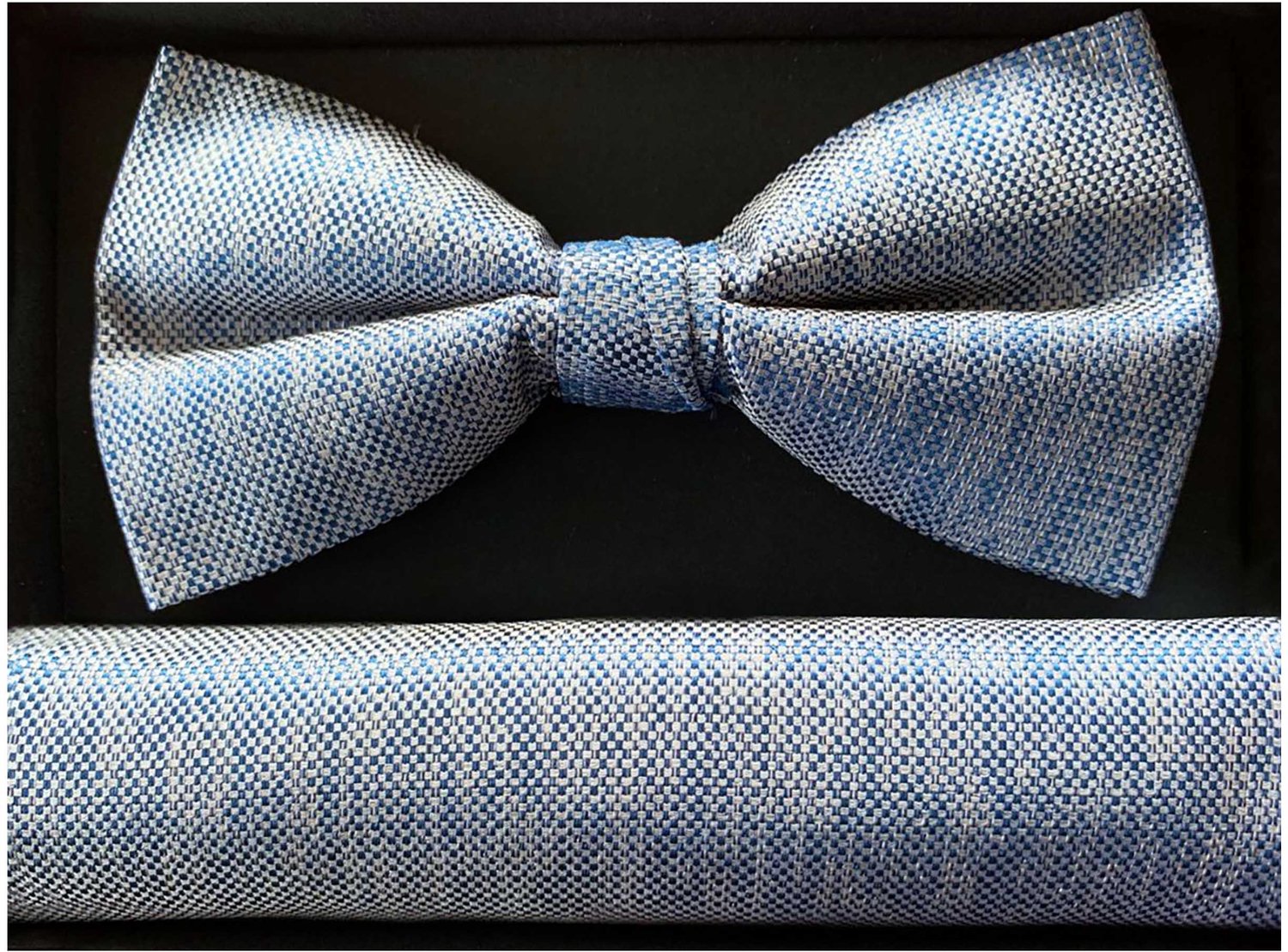 LINDENMANN heren set strikje met pochet - blauw