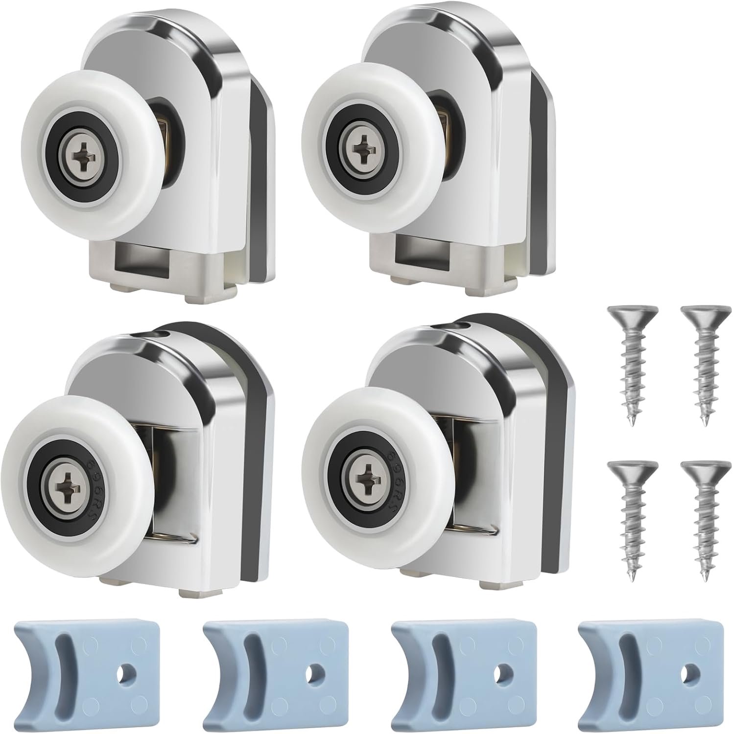 Douchedeur Rollers 25mm - 4 stuks - Messing en Kunststof - Geschikt voor Glazen Douchedeuren - ShopVlot