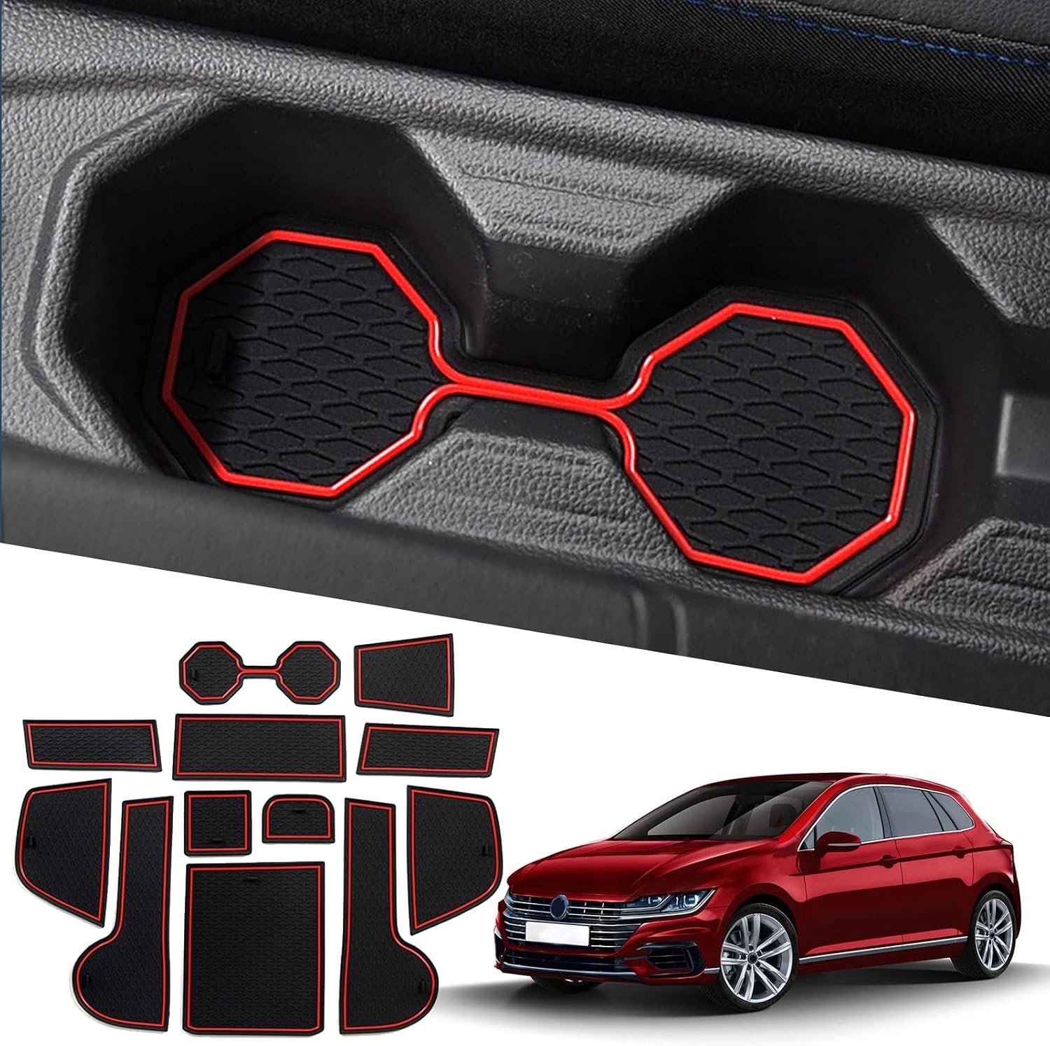 Rubberen Console Mat VW Polo MK6 2018-2022 - Antislip en Schokabsorberend - Bescherming voor Interieur - ShopVlot
