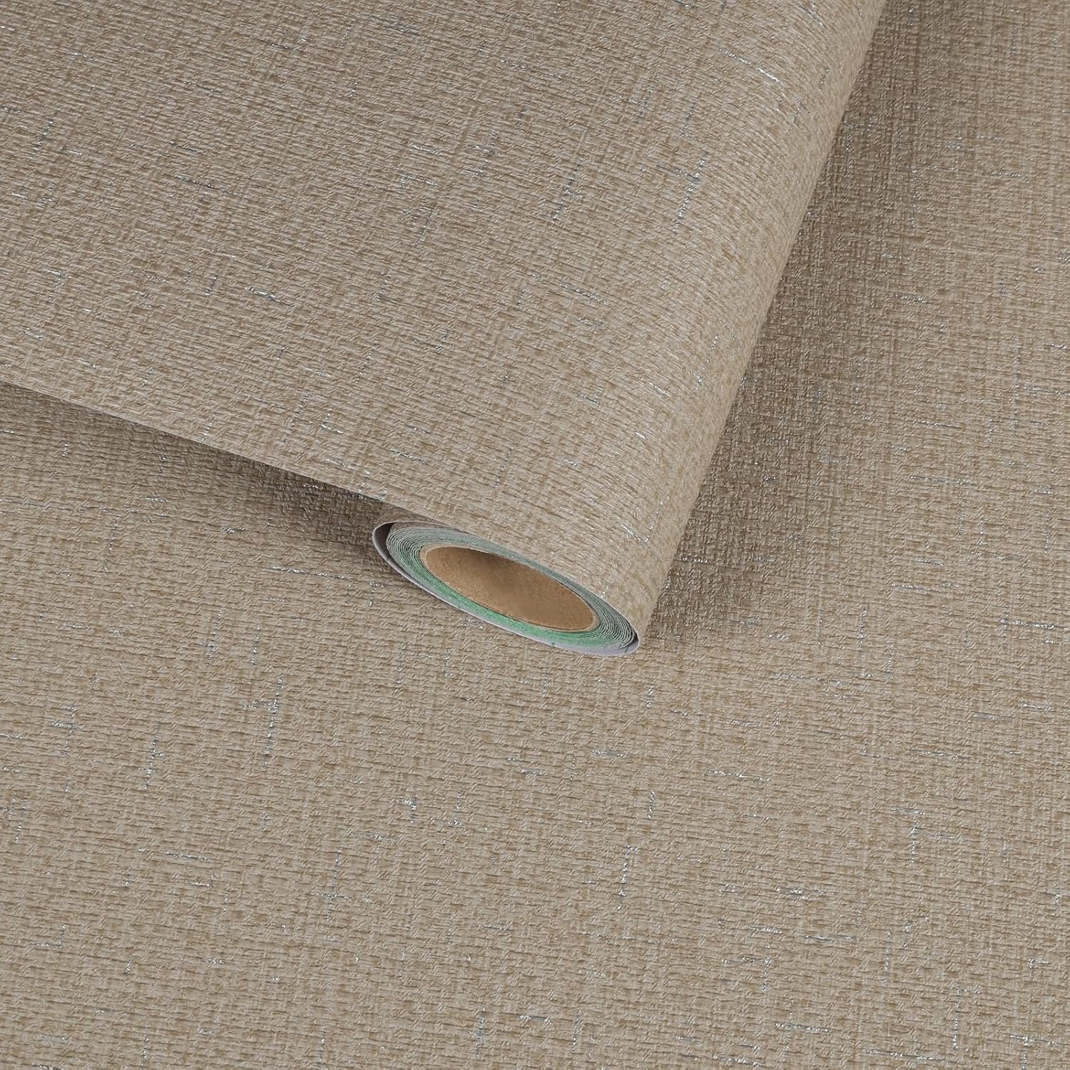 SnelShoppen - Peel and Stick Wallpaper 30cm x 300cm Lichtbruin Zelfklevend Vinyl Behang met Linnen Textuur - Verwijderbaar Decoratief Contactpapier vo