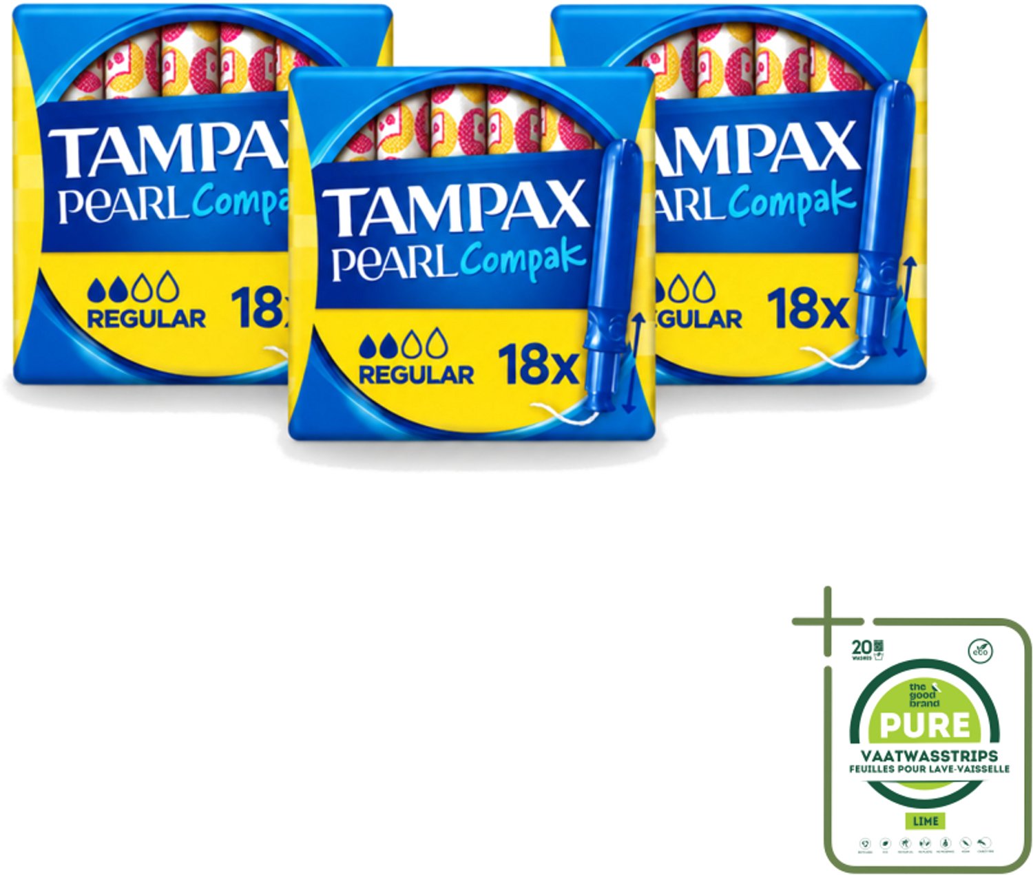 3 x Tampax Pearl Compak – Tampons – Regular - Grootverpakking - Tampon - Menstruatie - Bescherming - Comfort - Discreet