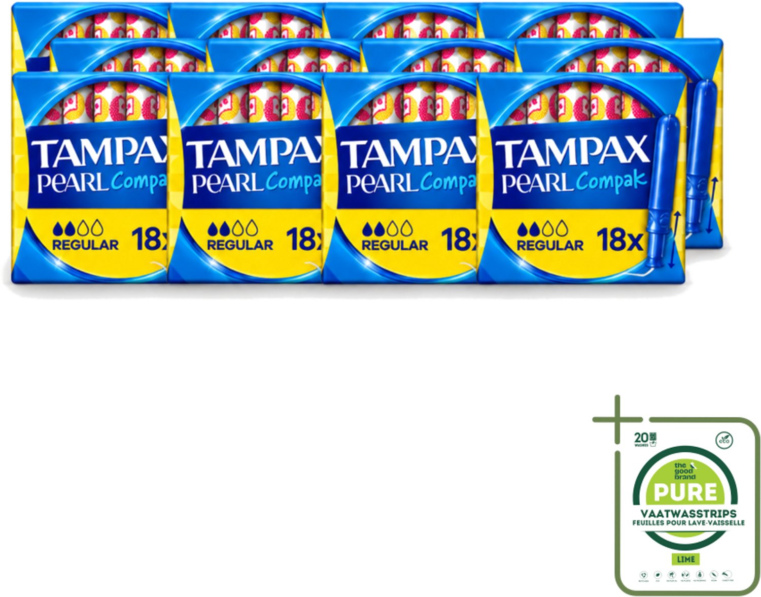 12 x Tampax Pearl Compak – Tampons – Regular - Grootverpakking - Tampon - Menstruatie - Bescherming - Comfort - Discreet