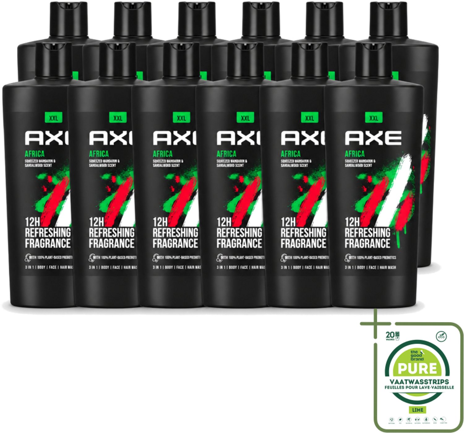 12 x AXE – Douchegel – Africa – 700 ml - Grootverpakking - Vaatwasstrips - Douchegel - Douchegel Africa - Douchegel Voor Mannen - Douchegel Warme Geur - Douchegel Kruidige Geur