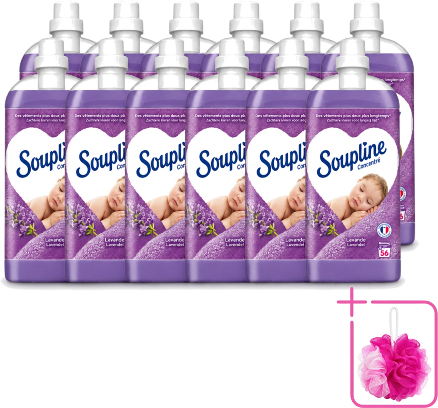 12 x Soupline - Wasverzachter - Lavendel - 56 Wasbeurten - 1.3L - Bulkverpakking - Wasverzachter - Douchemop - Wasgoed verzachten