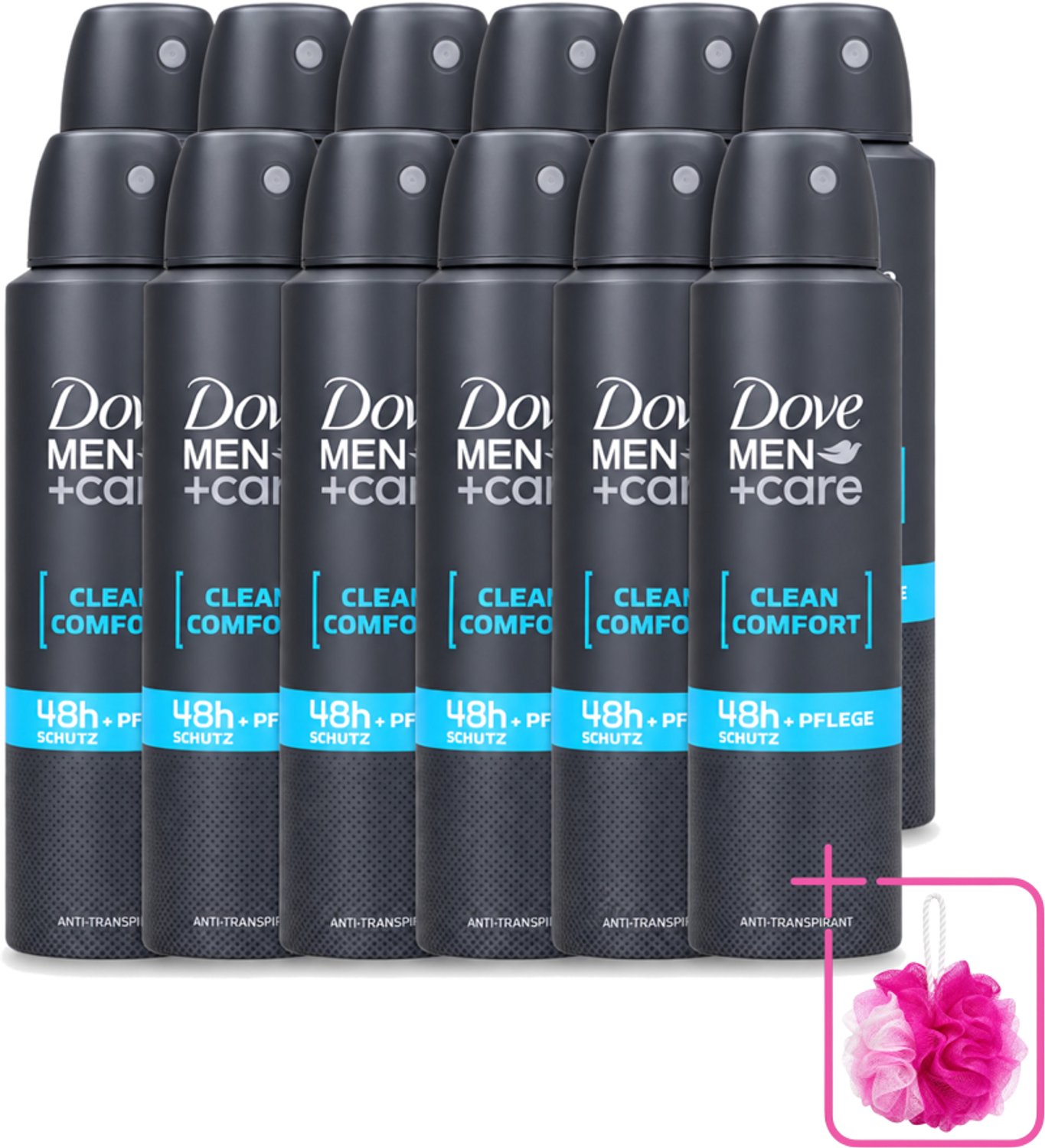 12 x Dove Men+Care - Clean Comfort - Deospray - Anti-Transpirant - 150 ml - Bulkverpakking - Dove Men+Care - Douchemop - Deospray