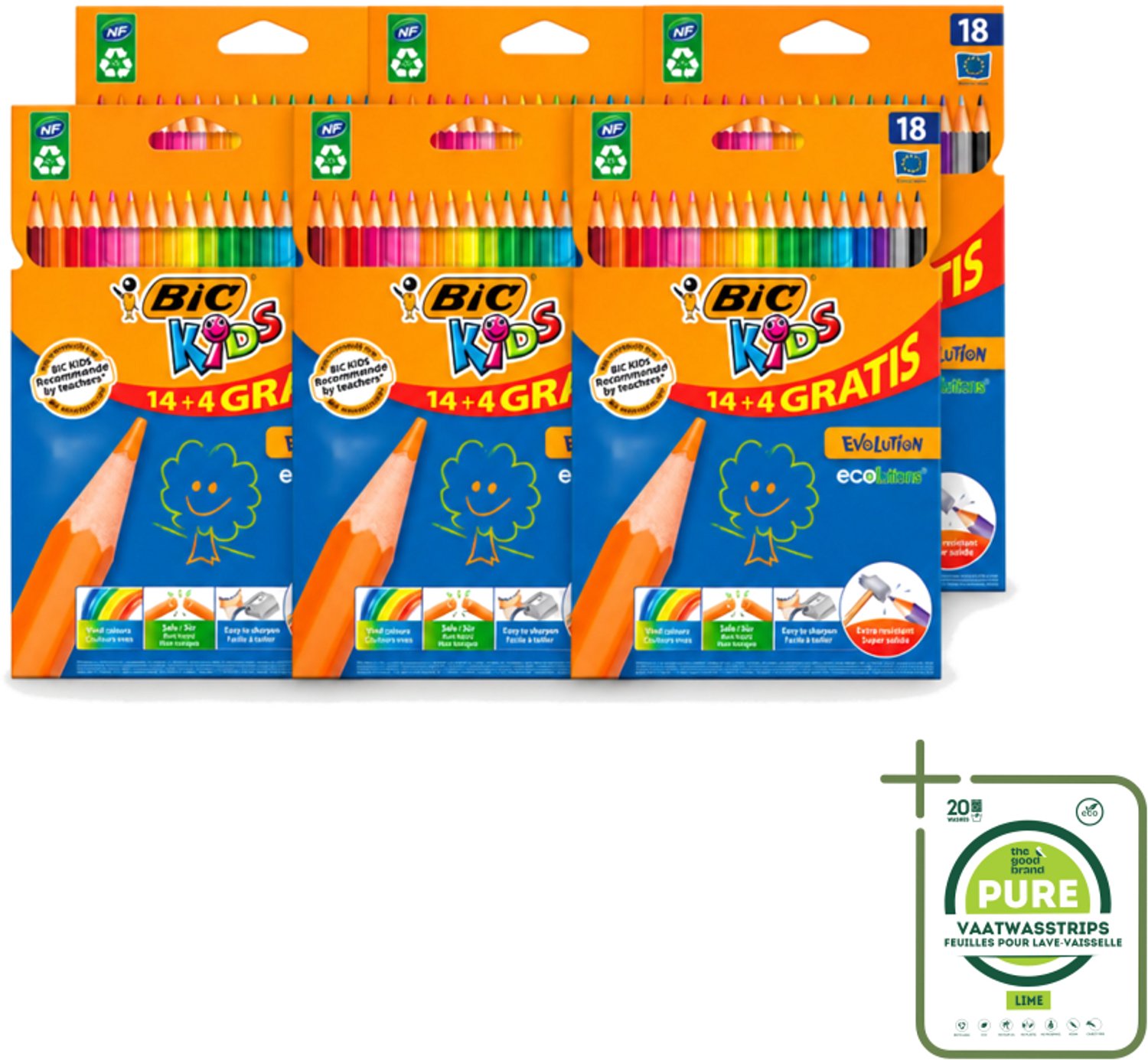 6 x Bic Kids - Kleurpotloden - Diverse Kleuren - Eco - Evolution - 18 Potloden - Grootverpakking - Kleurpotloden Voor Kinderen - Kleurpotloden Eco - Kleurpotloden Evolution - Kleurpotloden 18 Kleuren - Kleurpotloden Voor 3 Jaar