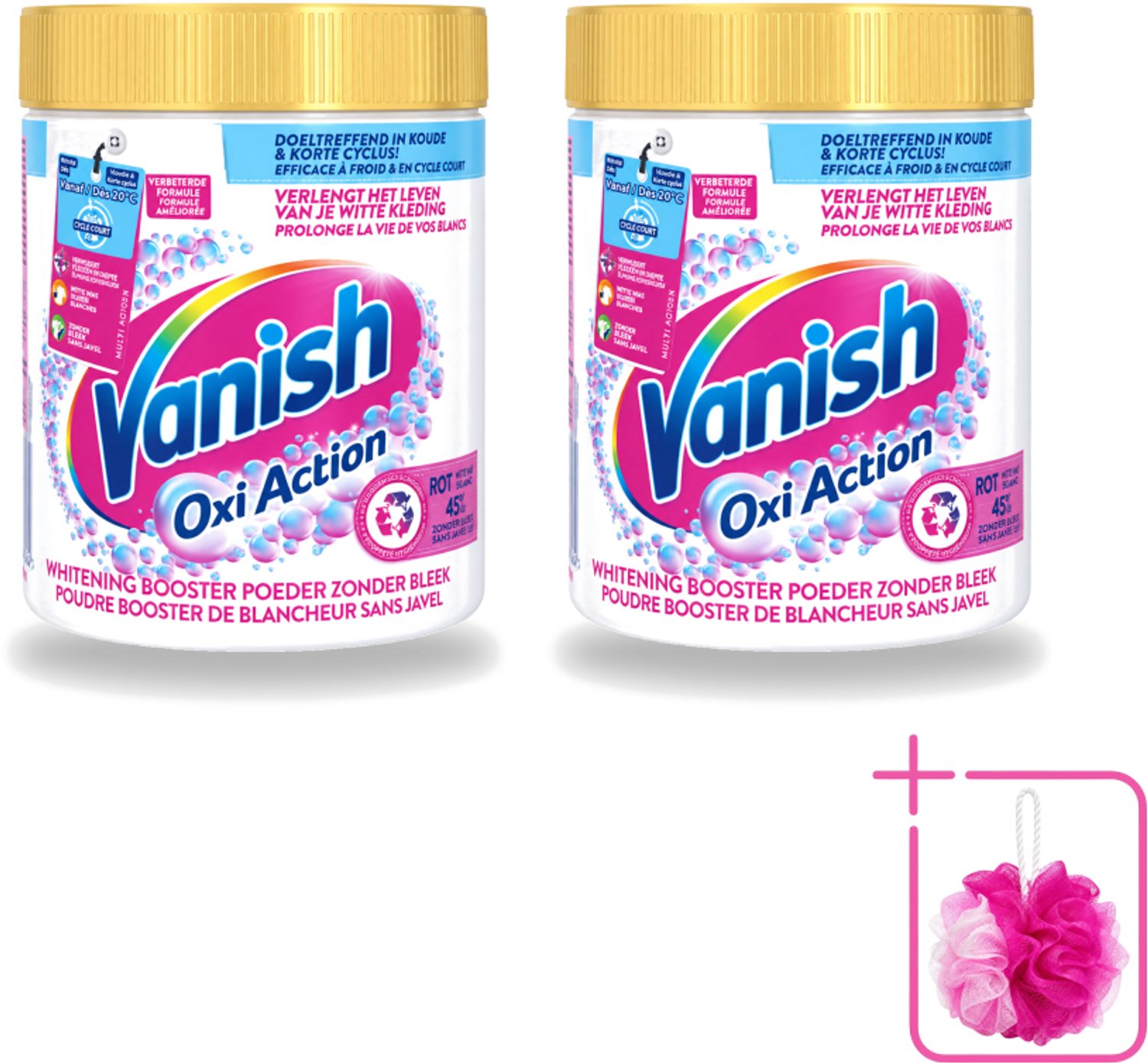 2 x Vanish Oxi Action - Vlekkenverwijderaar - Wasbooster - Zonder Bleek - Witte Was - 530 Gram - Bulkverpakking - Vlekkenverwijderaar - Douchemop - Wasbooster