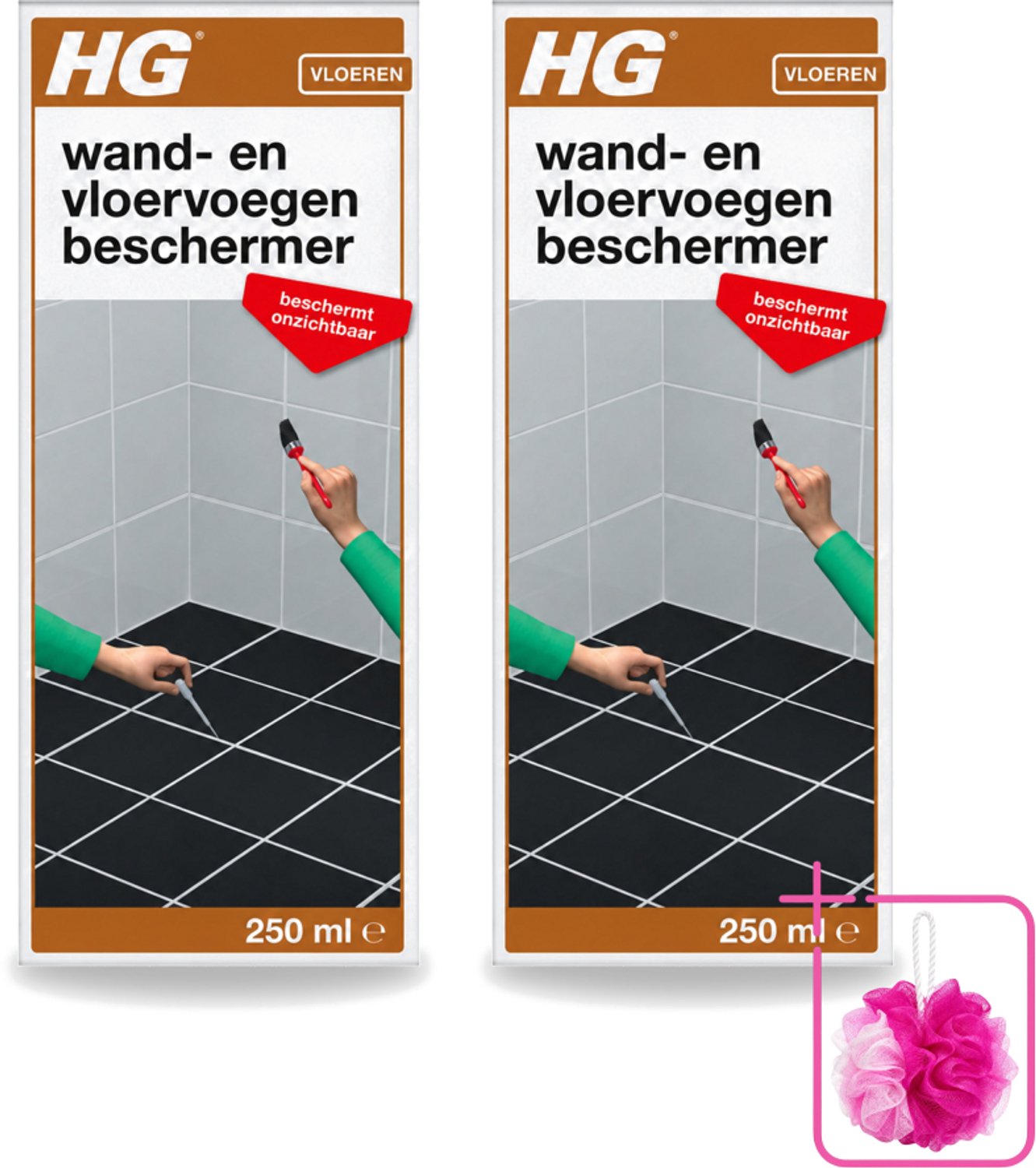 2 x HG - Vloeren - Wand & Vloervoegen Beschermer - Beschermt Onzichtbaar - 250 ml - Bulkverpakking - Voegen beschermer - Douchemop - Voegen reiniger