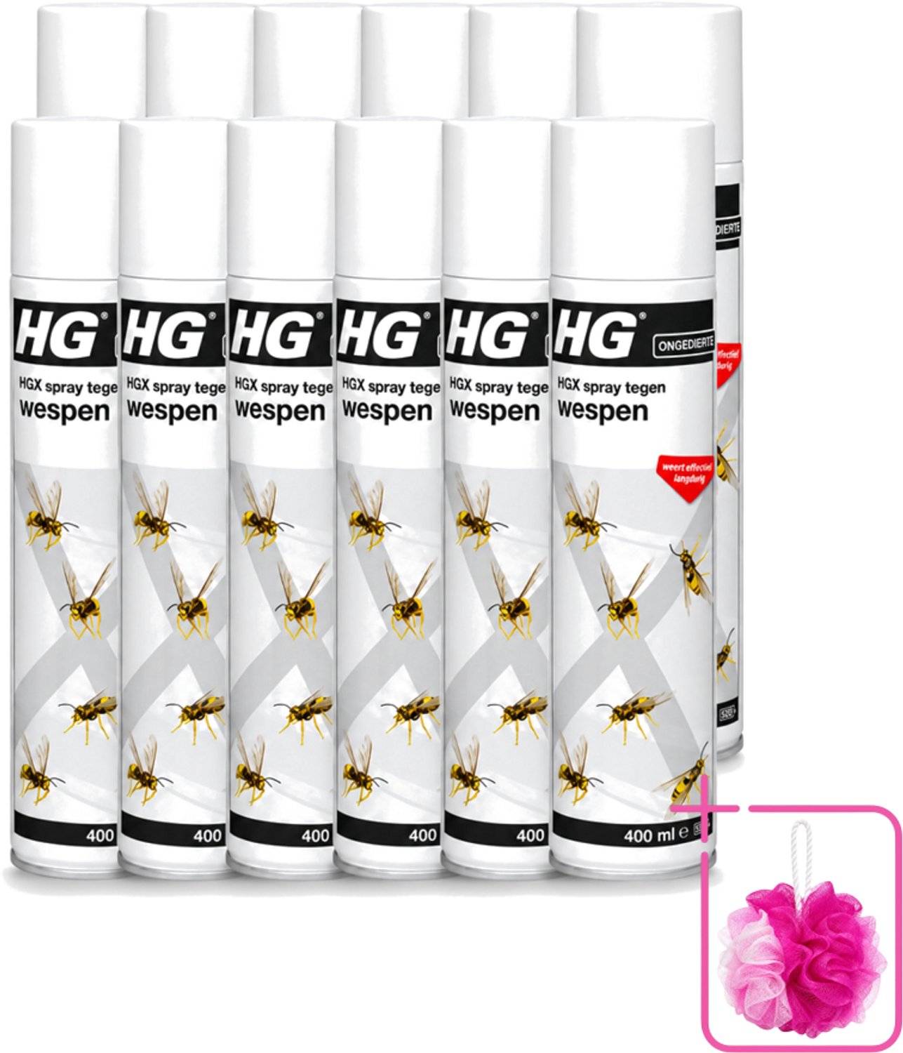 12 x HG X - Spray Tegen Wespen - Effectief & Langdurig - 400 ml - Bulkverpakking - Wespenbestrijding - Douchemop - Wespenbestrijding spray