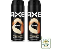 2 x Axe - Deodorant Bodyspray - 48hrs Fresh - Musk - Patchouli & Fougere - 150 ml - Wasstrips - 48 Uur Geurbescherming - Deodorant Sprayer - Zinktechnologie - Geur Van Musk - Geur Van Patchouli