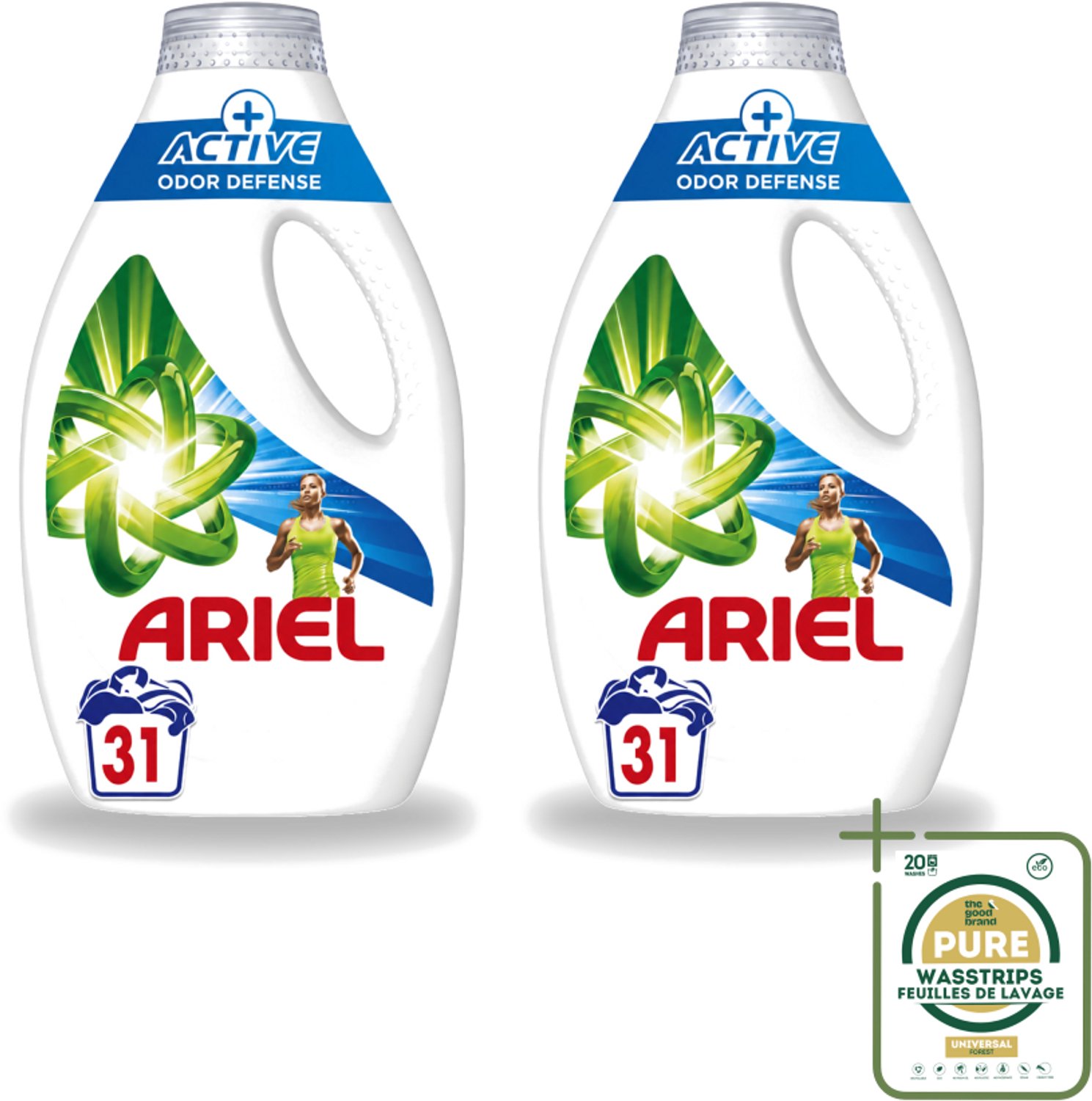 2 x Ariel Original - Actieve Geurbestrijding - Vloeibaar Wasmiddel - Witte en Gekleurde Was - 31 Wasbeurten - Wasstrips - Actieve Geurcontrole - Vloeibaar Wasmiddel - Wasmiddel Voor Witte En Gekleurde Kleding - Frisse Was - Vlekbestrijding