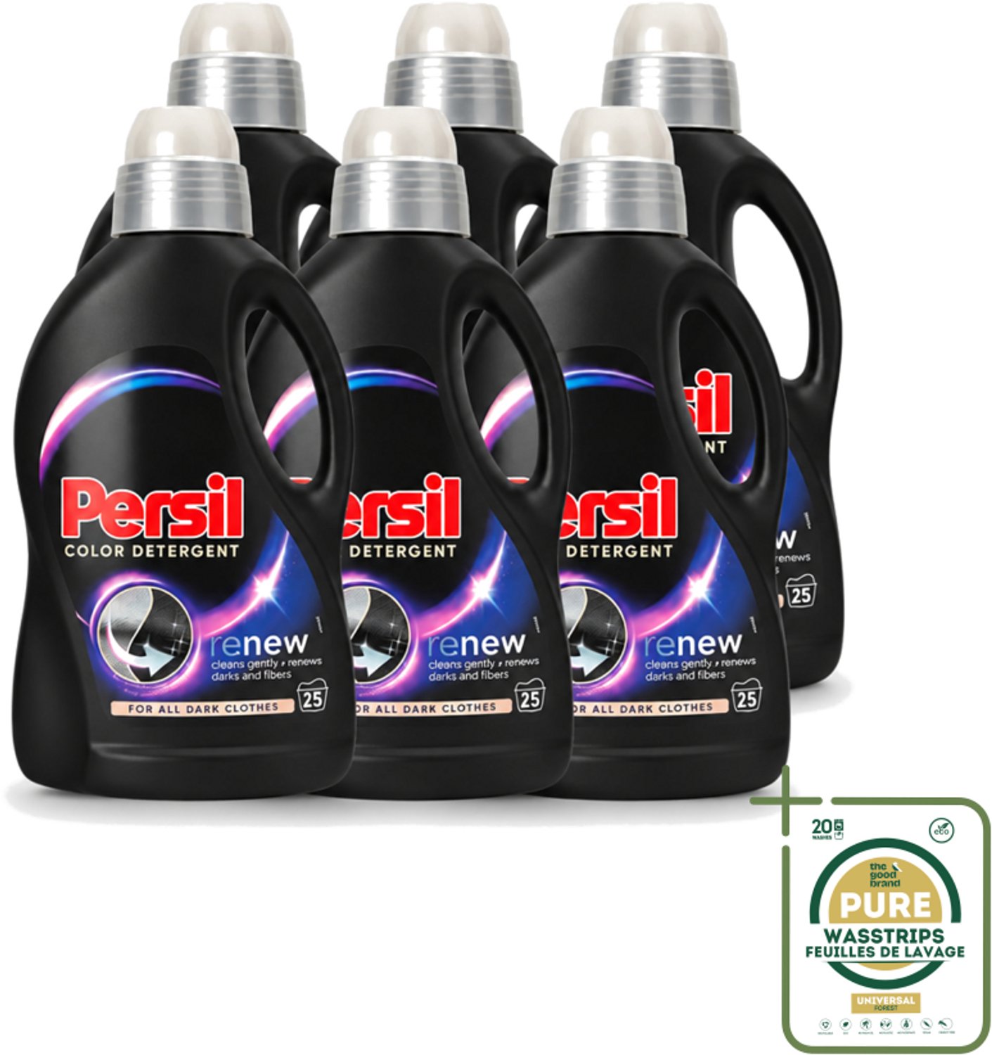 6 x Persil Color Detergent - Vloeibaar Wasmiddel - Donkere Was - 25 Wasbeurten - Wasstrips - Donkere Was - Kleurbehoud - Vlekverwijdering - Wasmiddel - Wasbeurt
