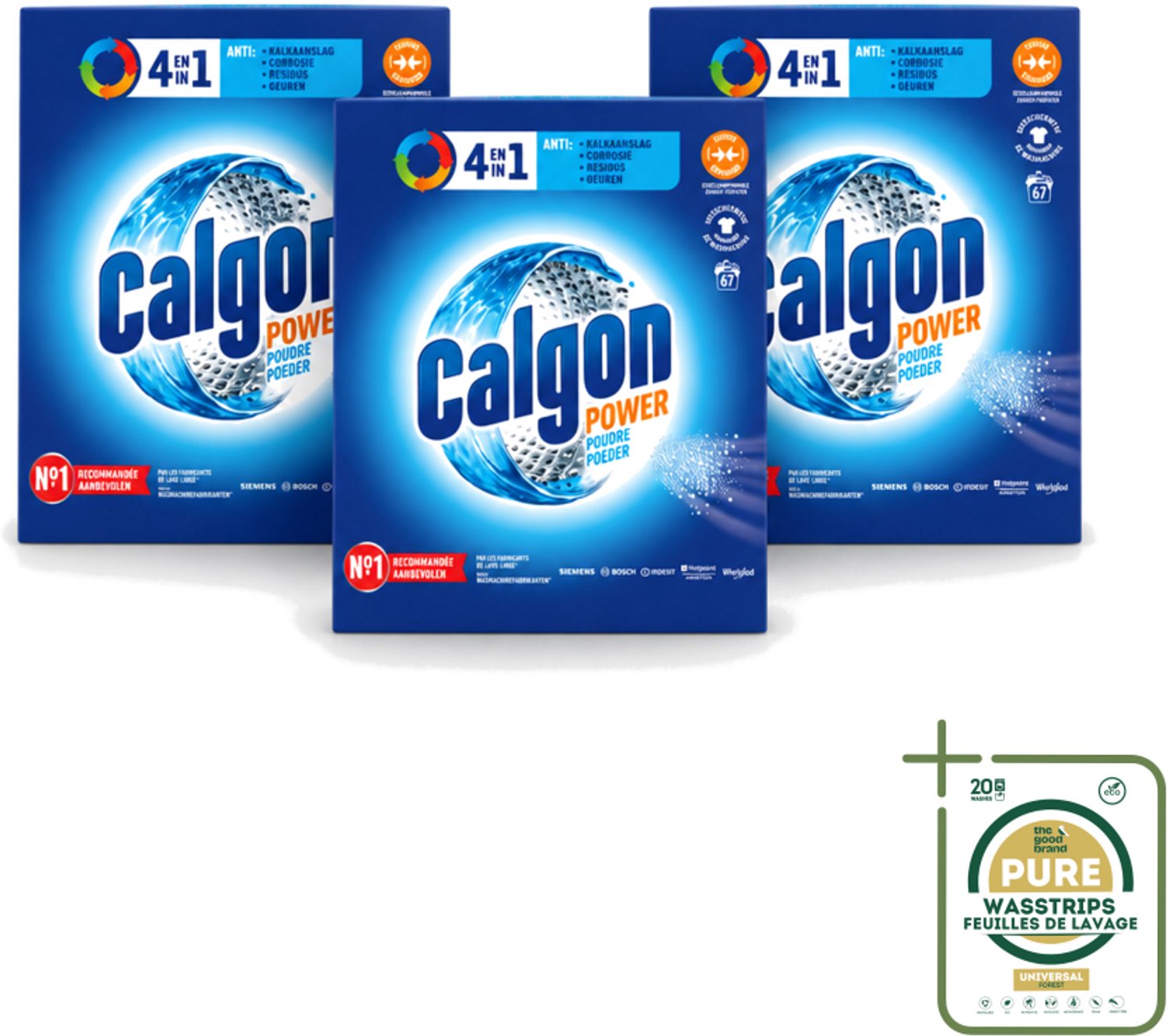 3 x Calgon - Wasmachinereiniger - Tegen Kalkaanslag / Corrosie / Wasmiddelresten / Geuren - 67 Wasbeurten - Wasstrips - Wasmachine Reinigen - Kalkvoorkomen - Corrosie Voorkomen - Wasmiddelresten Verwijderen - Geuren Verwijderen