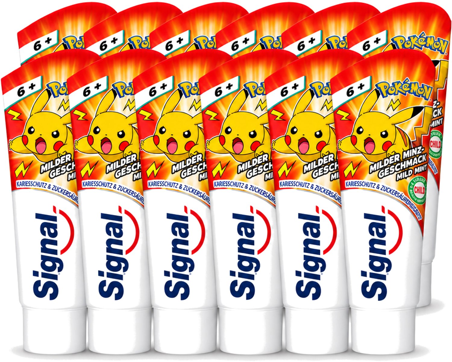 12 x Signal - Pokémon - Tandpasta - Milde Munt Smaak - Anti-Tandsteen - Kinder 6+ Jaar - 75 ml - Voordeelverpakking - 12 stuks