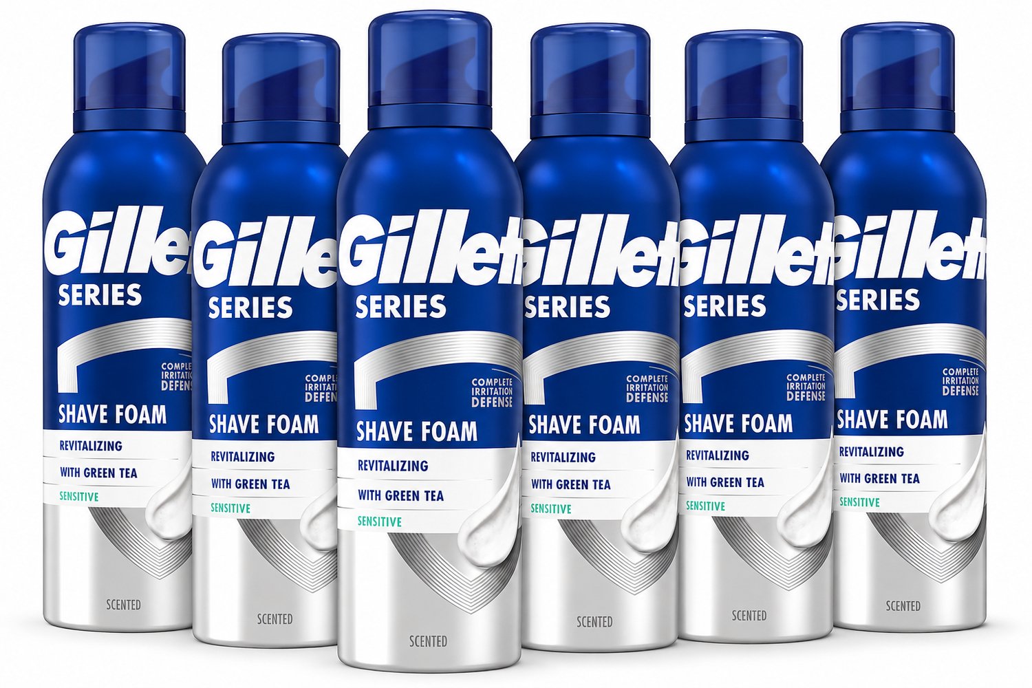 Gillette Series Scheerschuim Sensitive met Groene Thee – Revitalizing – 6 x 250 ml