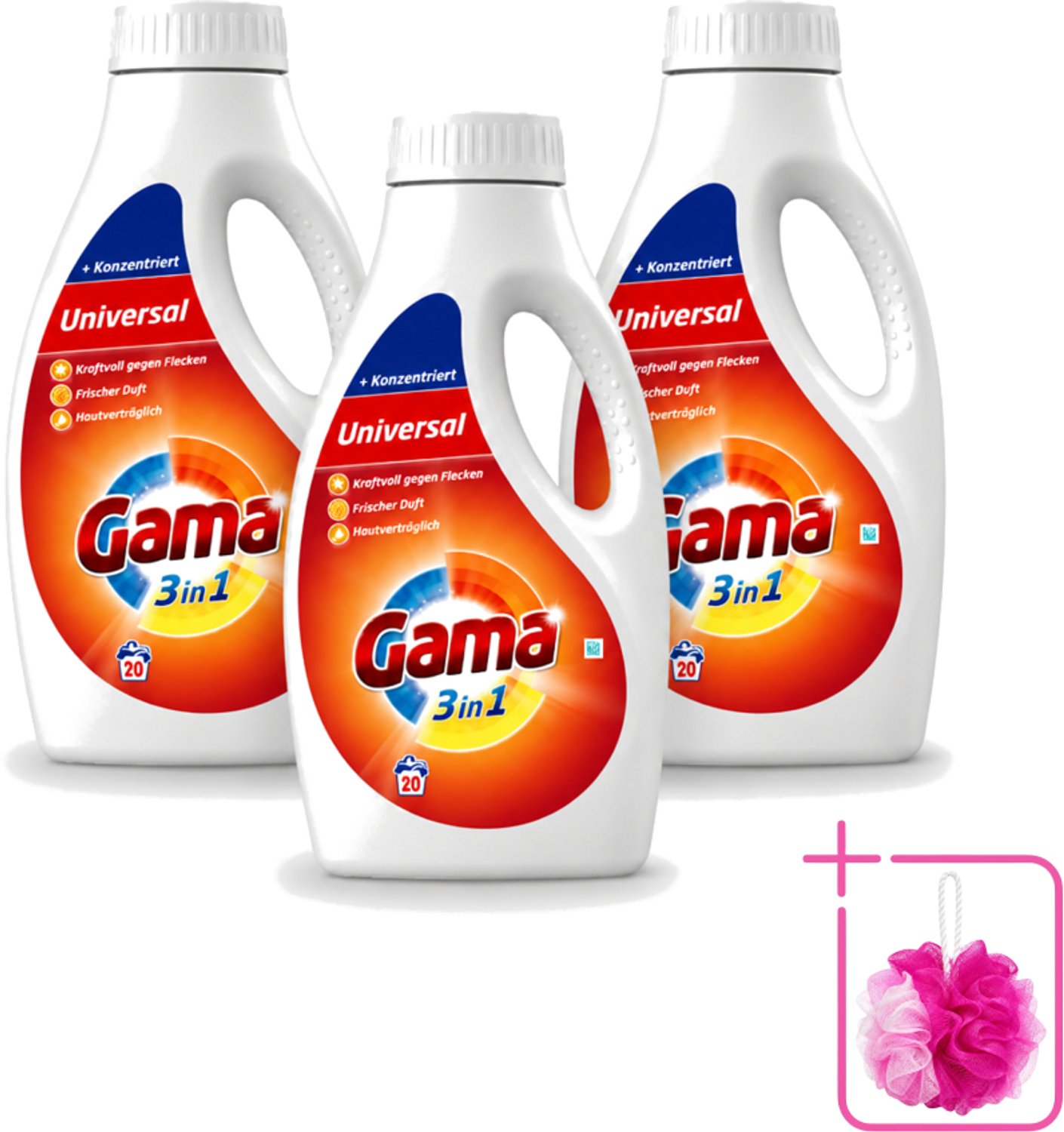 3 x Gama - Wasmiddel - 3 In 1 - Huidvriendelijk - 20 Wasbeurten - Bulkverpakking - Wasmiddel - Douchemop - 3 in 1