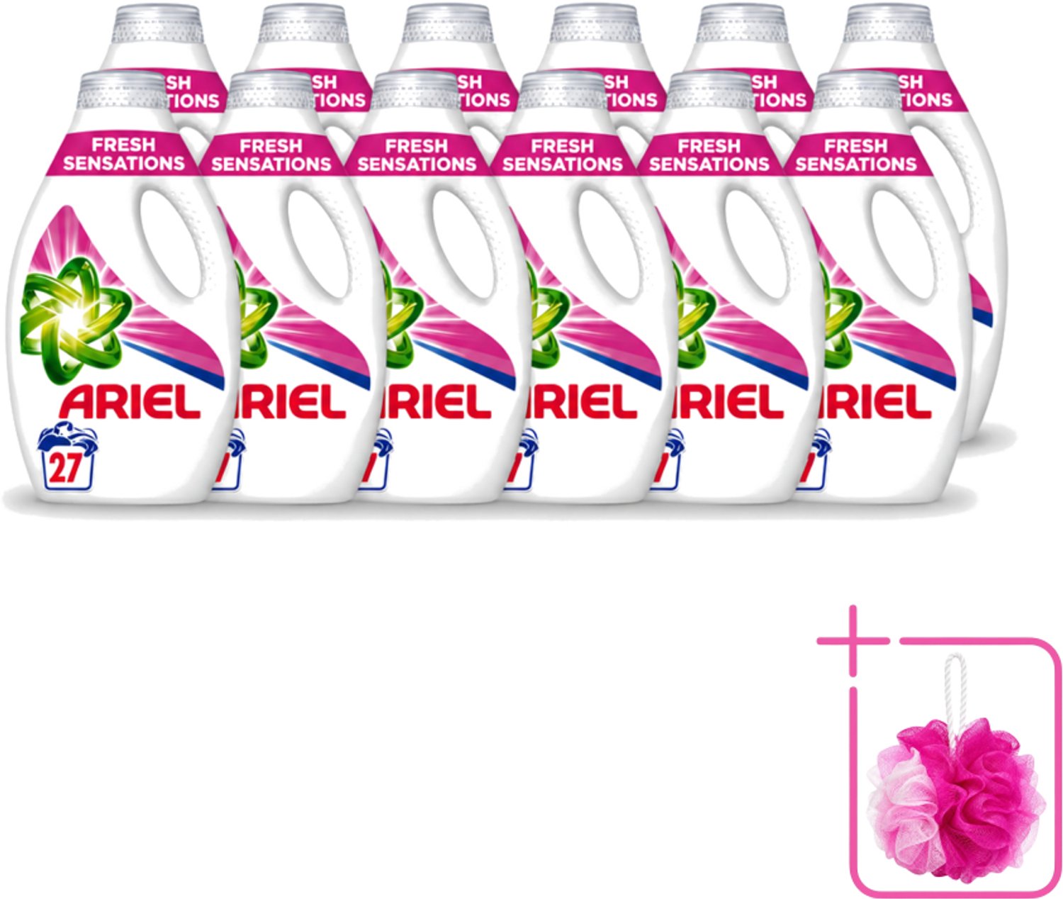 12 x Ariel Original - Fresh Sensations - Vloeibaar Wasmiddel - Witte en Lichtgekleurde Was - 27 Wasbeurten - Bulkverpakking - Vloeibaar wasmiddel - Douchemop - Frisse geur