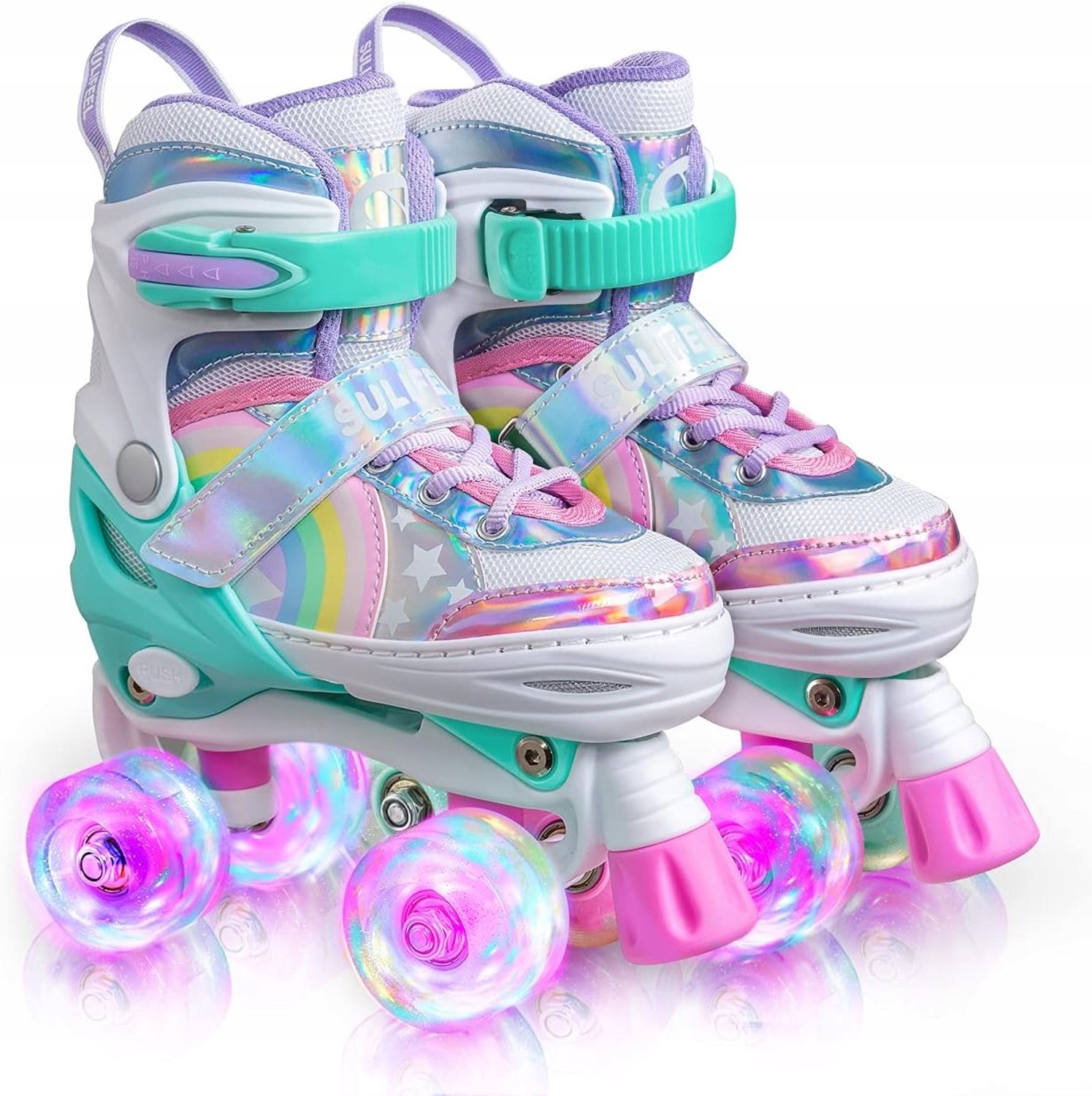 Verstelbare Kinderrolschaatsen Regenboog Eenhoorn met LED-wielen