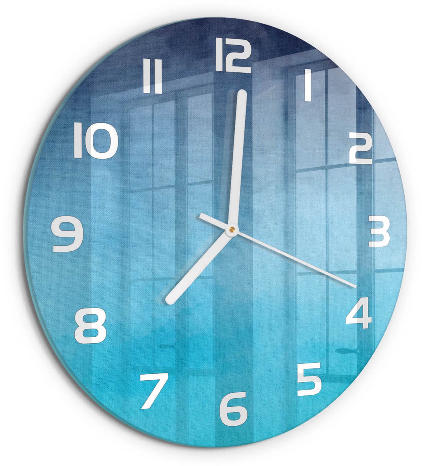 TULUP Wandklok - Rook Wandklok Glas Decoratie - fi30 cm - Groente Gekleurde Glazen Klok - Witte handen - Ronde Klok - Klok Glas Met Opdruk - Moderne Wandklok Glas