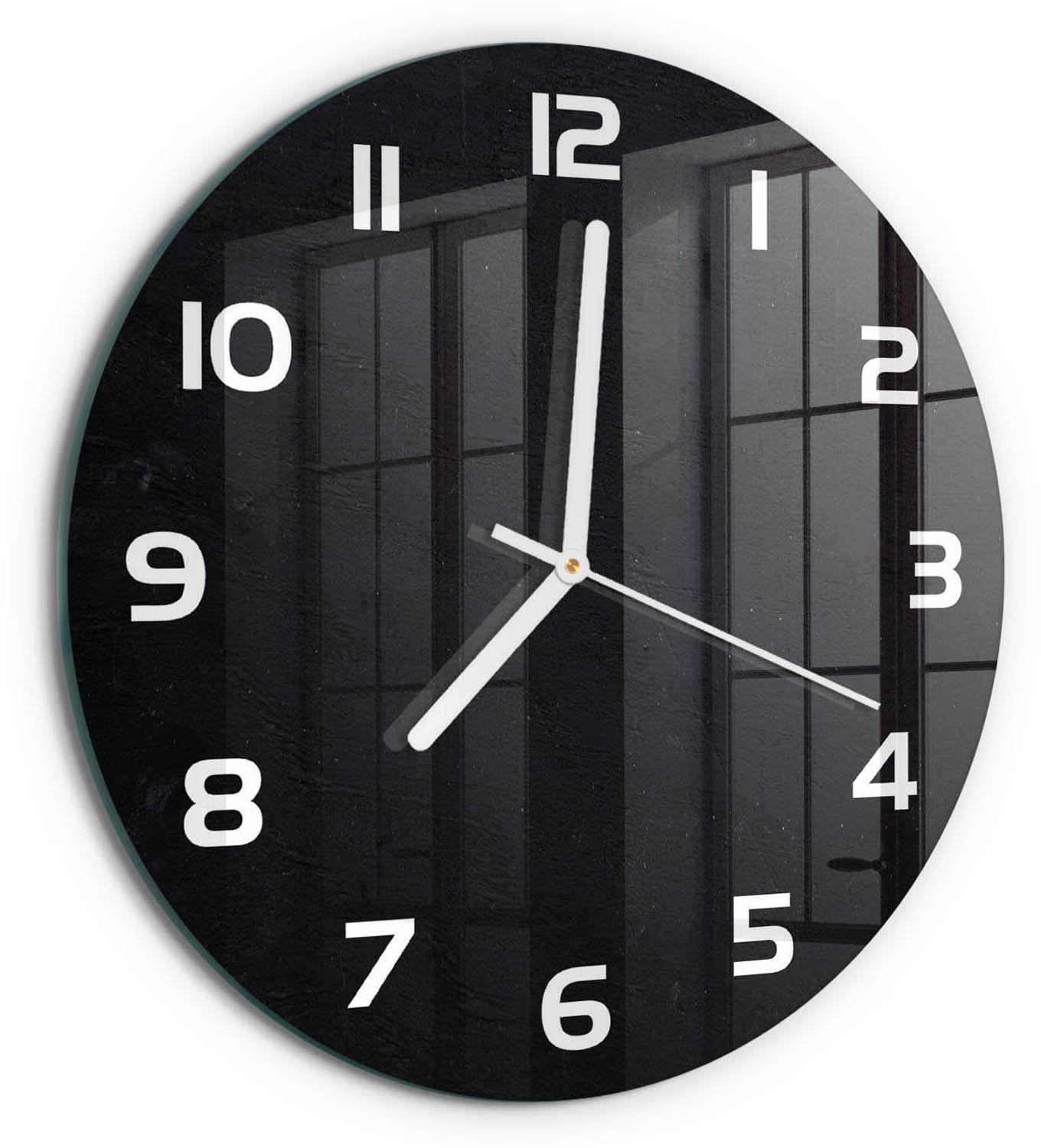 TULUP Wandklok - Prikbord Moderne Wandklok Glas - fi30 cm - Zwart Wandklok Glas Decoratie - Witte handen - Ronde Klok - Glazen Wandklok Design - Klok Glas Met Opdruk