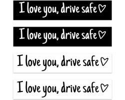 Autostickerset I Love You Drive Safe - 4 stuks vinylstickers - waterdicht - voor achteruitkijkspiegels - ShopVlot