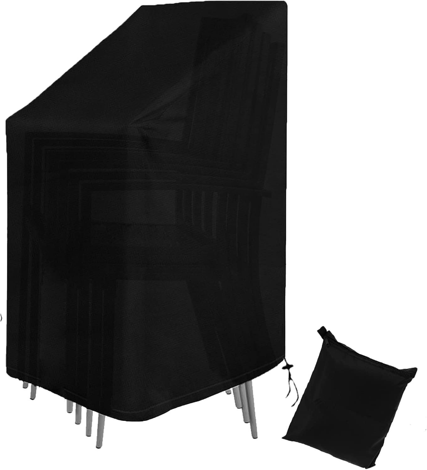 Famanu Beschermhoes voor tuinstoelen 420D, waterdicht en uv-bestendig, voor stapelstoelen 75 x 75 x 120 cm wit