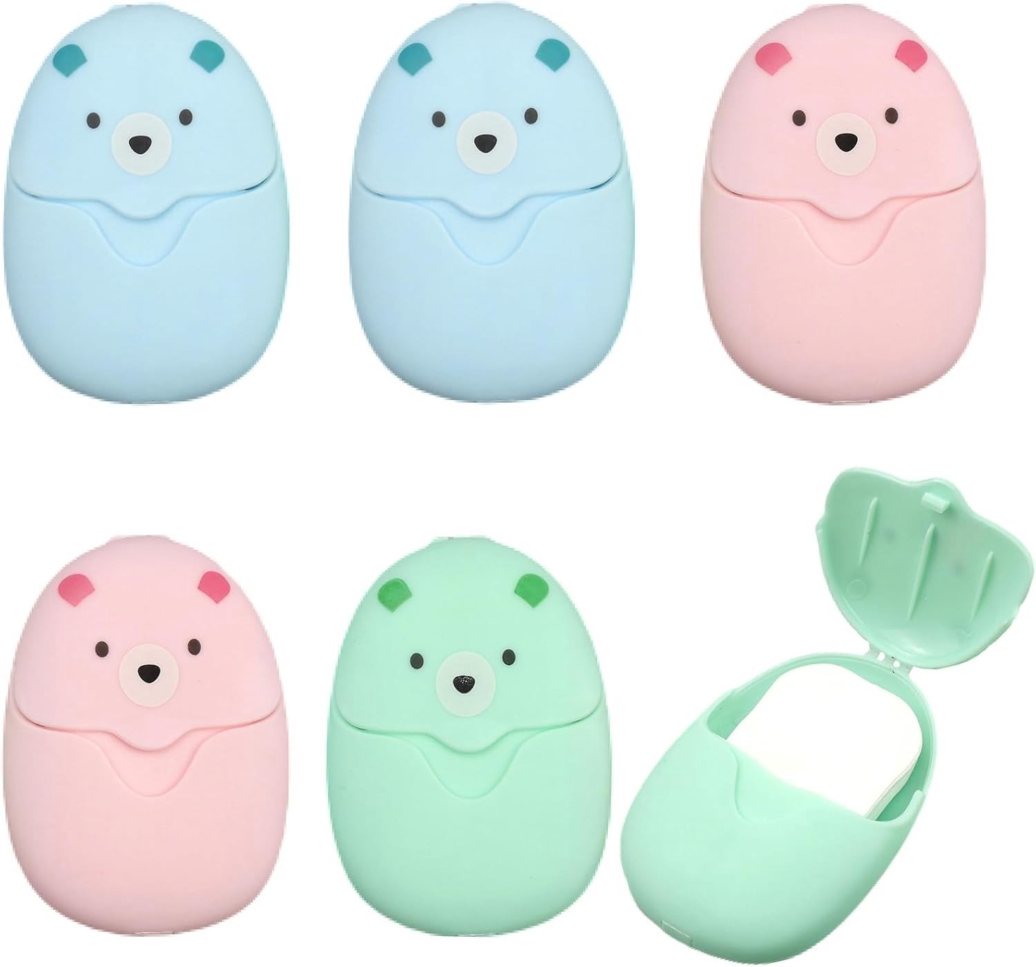 Mini Zeeppapier in Draagbare Doos - Wegwerp Zeep voor Reizen en Kamperen - Handig en Compact (Roze, Blauw, Groen)
