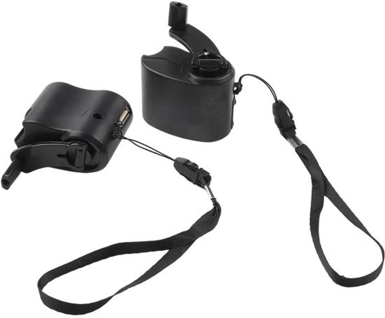 Handslinger Oplader - Dynamo Generator - Noodstroom Opladen - Geïntegreerd LED-licht - 2 Stuks - Zwart