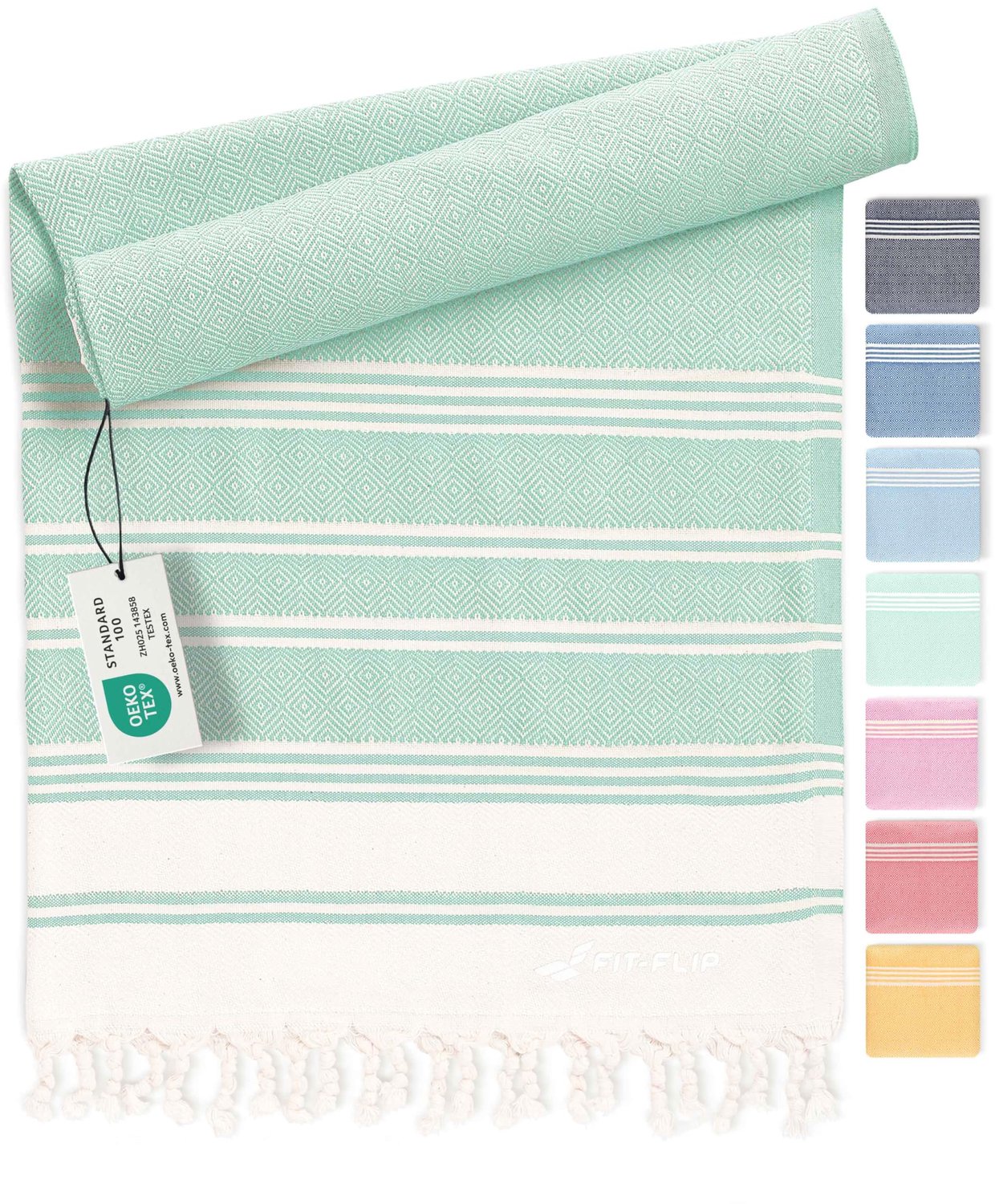 Thijox - Fit-Flip Hamamdoek XXL 100x200cm - Sneldrogend Strandhanddoek van 100% Katoen - Fouta, Pestemal, Turkse Handdoek - Ideaal als Hamam, Sauna, S