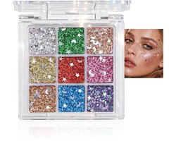 Prreal 9 Colors Face Glitter Gel,Body Hair Eye Face Glitter Festival