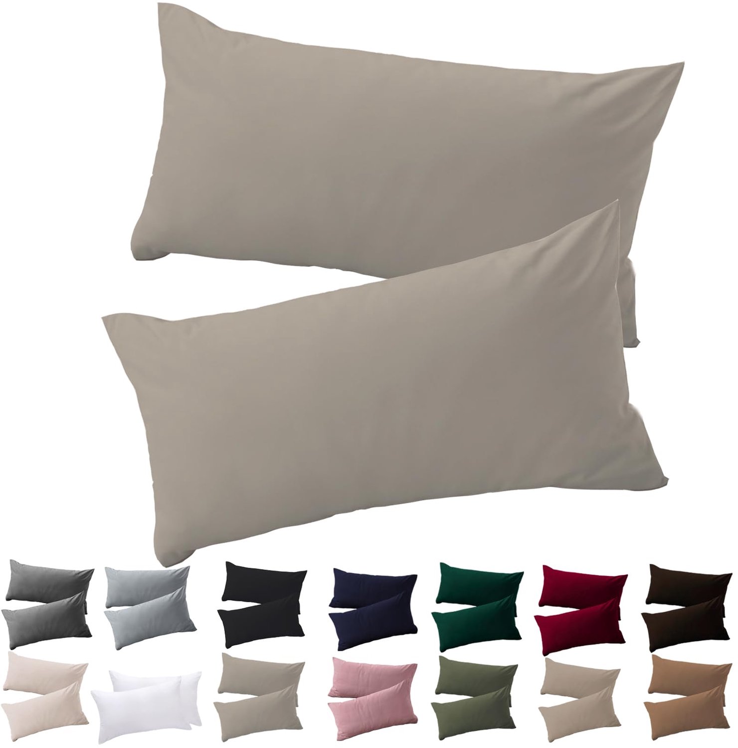 Kussensloop 40 x 70 cm - set van 2 - taupe microvezel - hypoallergeen en resistent - ShopVlot
