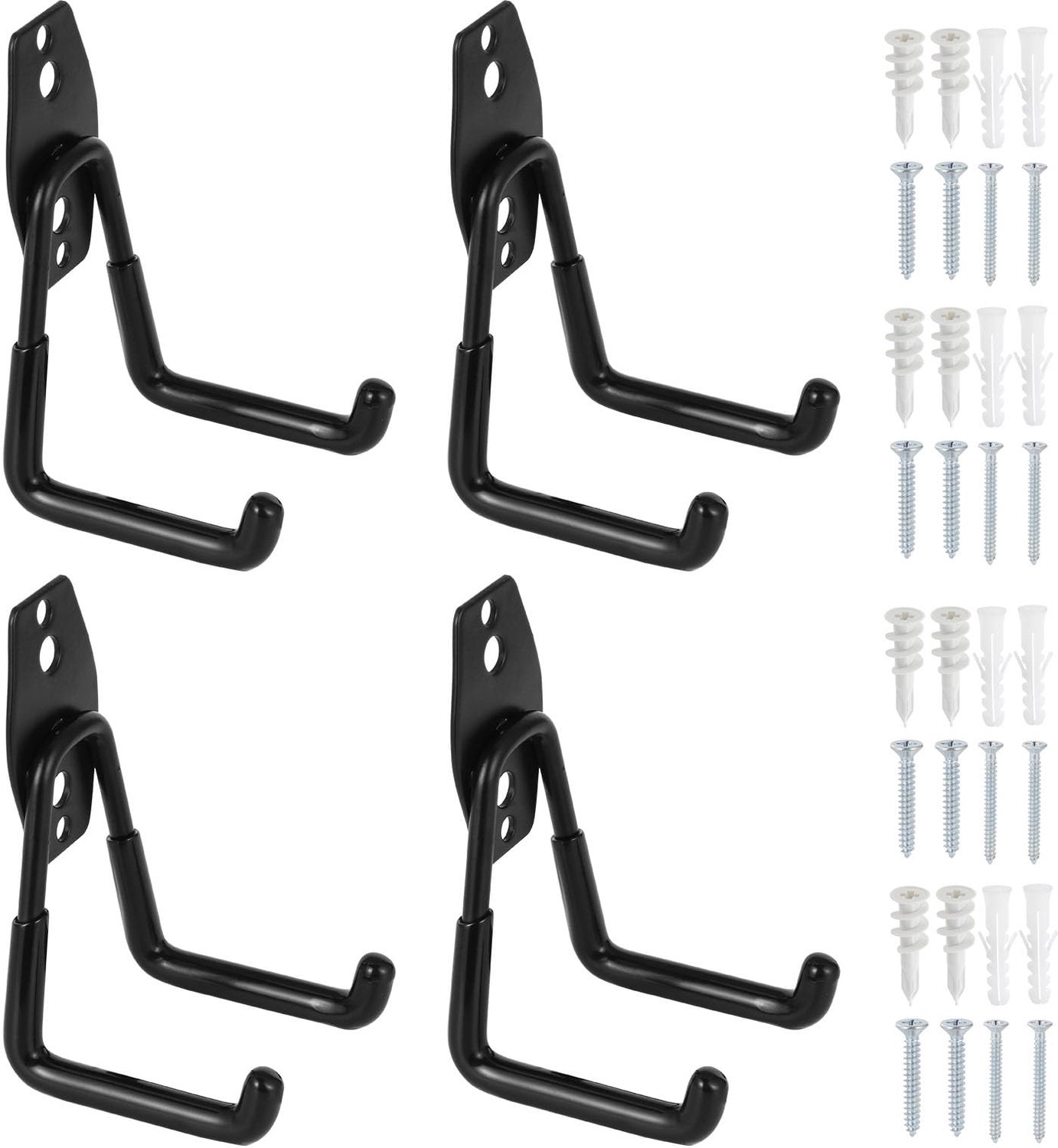 Faankiton 4 stuks garagehaken, universele zware stalen garageopberghaken set, wandgemonteerde utilityhaken en hangers - ShopVlot
